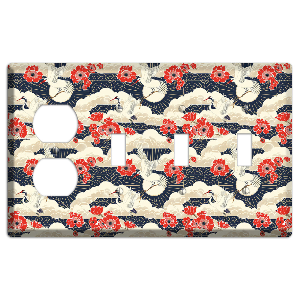 Crimson Peony Ascent Duplex / 3 Toggle Wallplate