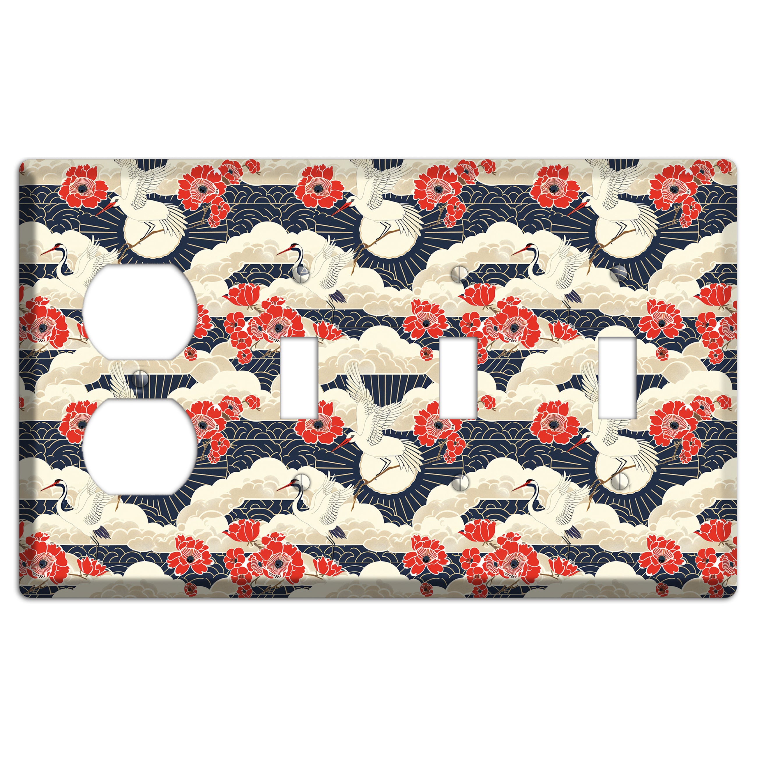 Crimson Peony Ascent Duplex / 3 Toggle Wallplate