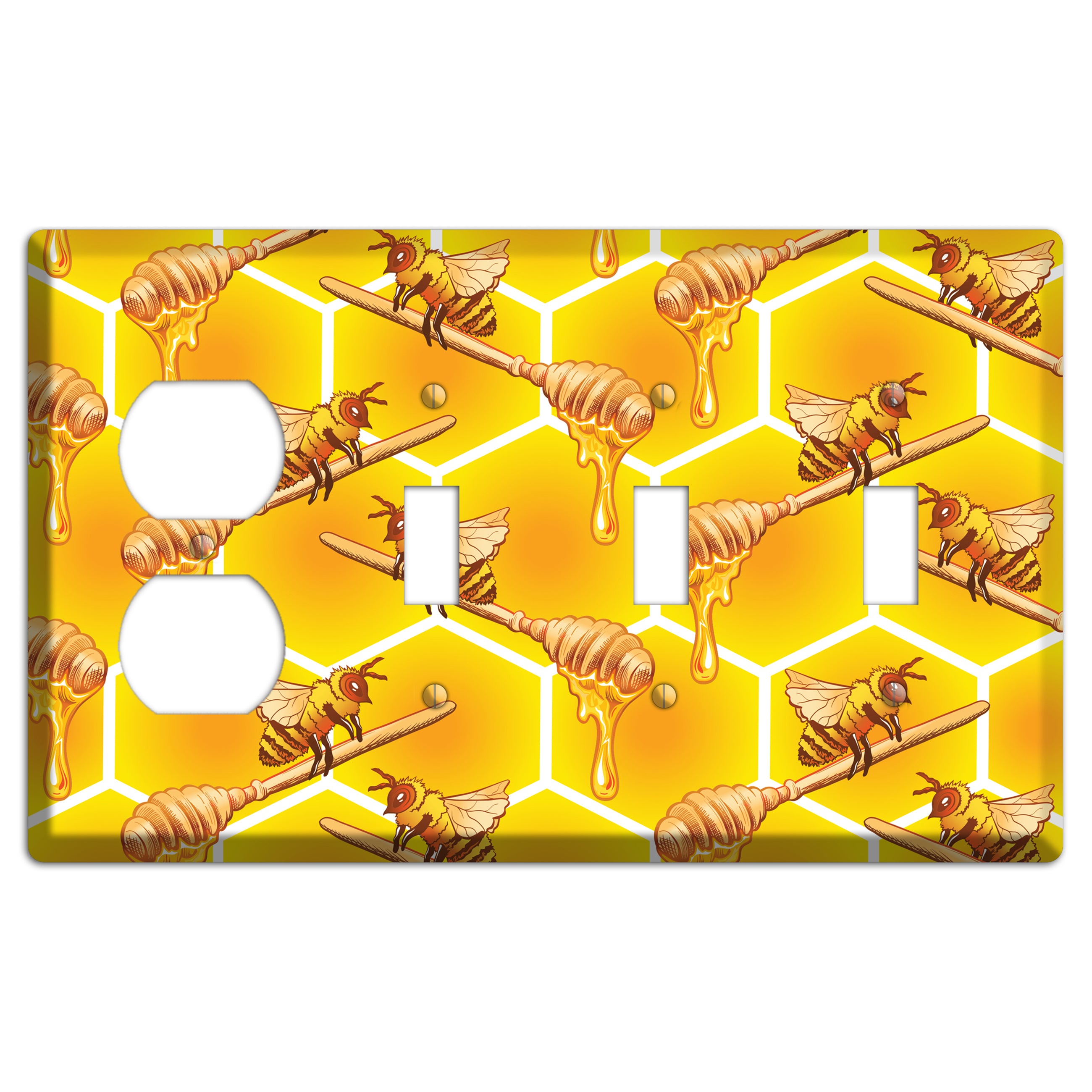 Golden Hive Ritual Duplex / 3 Toggle Wallplate