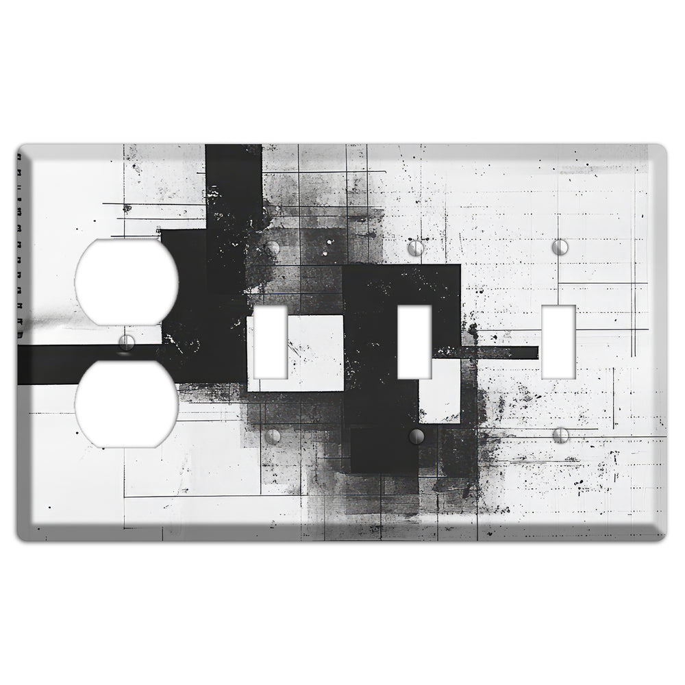Fractured Blueprint Duplex / 3 Toggle Wallplate