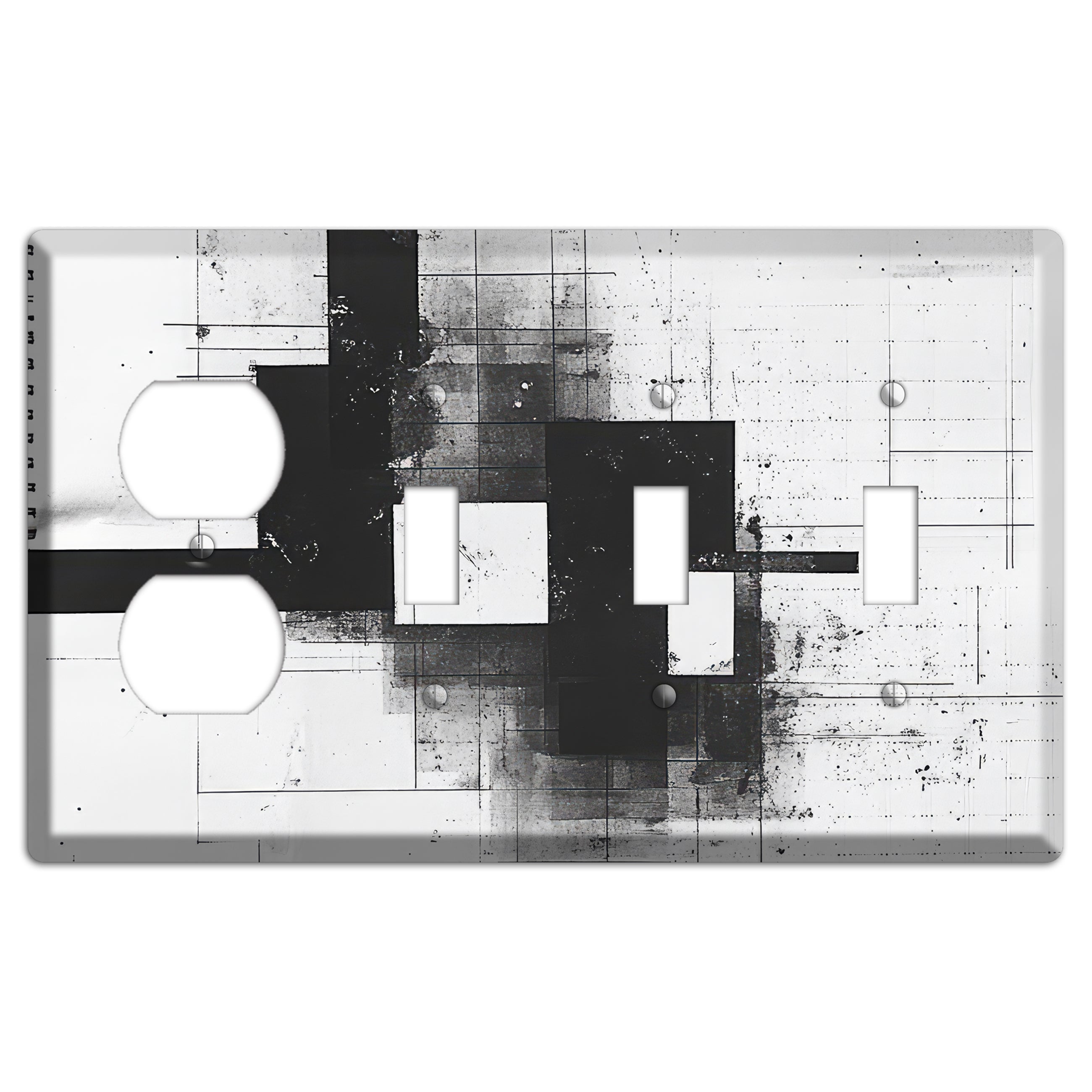 Fractured Blueprint Duplex / 3 Toggle Wallplate