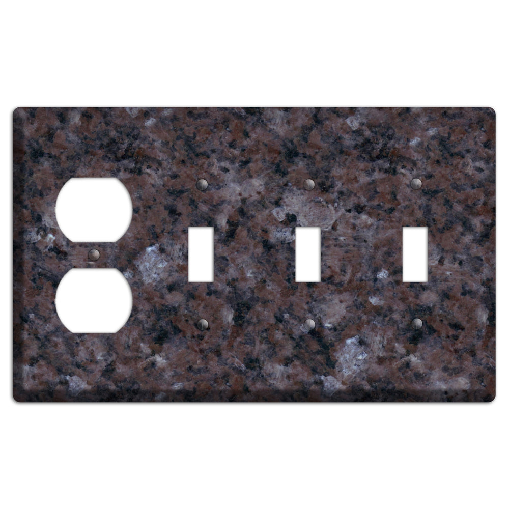 Tan Brown Granite Duplex / 3 Toggle Wallplate