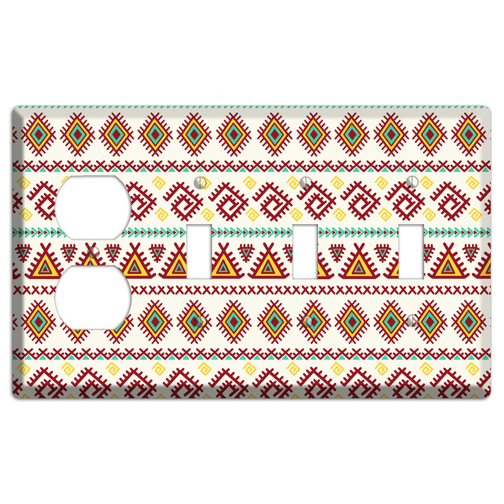 Crimson Tapestry Duplex / 3 Toggle Wallplate