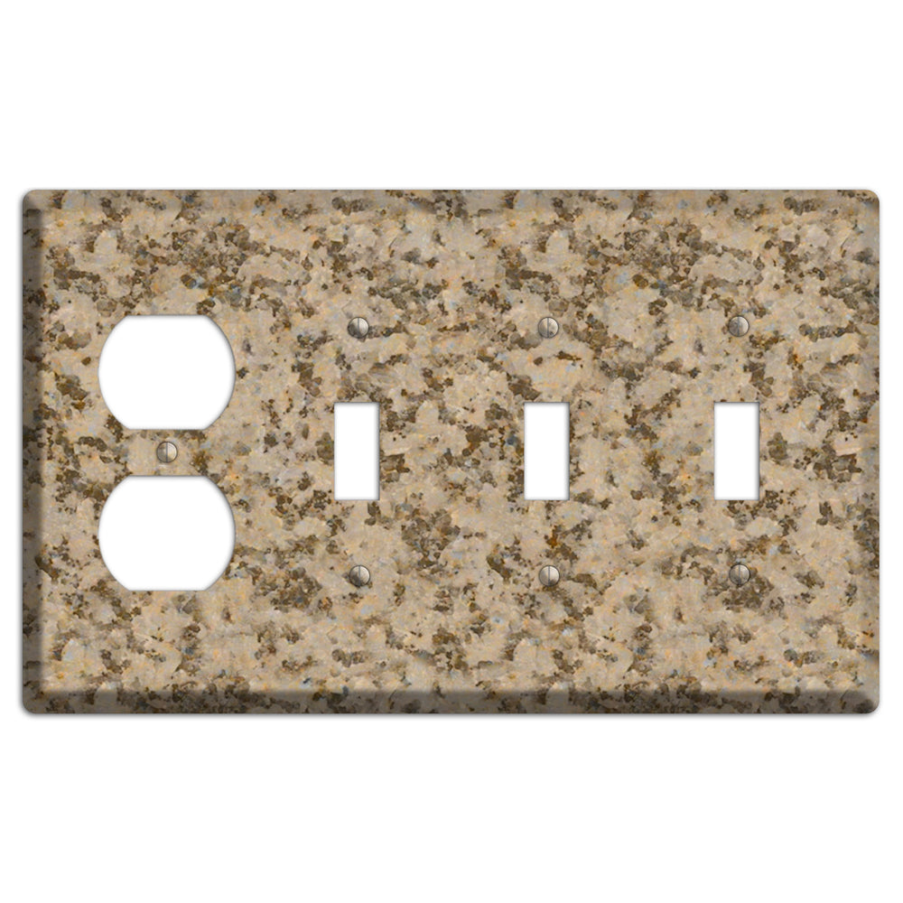 Giallo Santa Cecilia Granite Duplex / 3 Toggle Wallplate