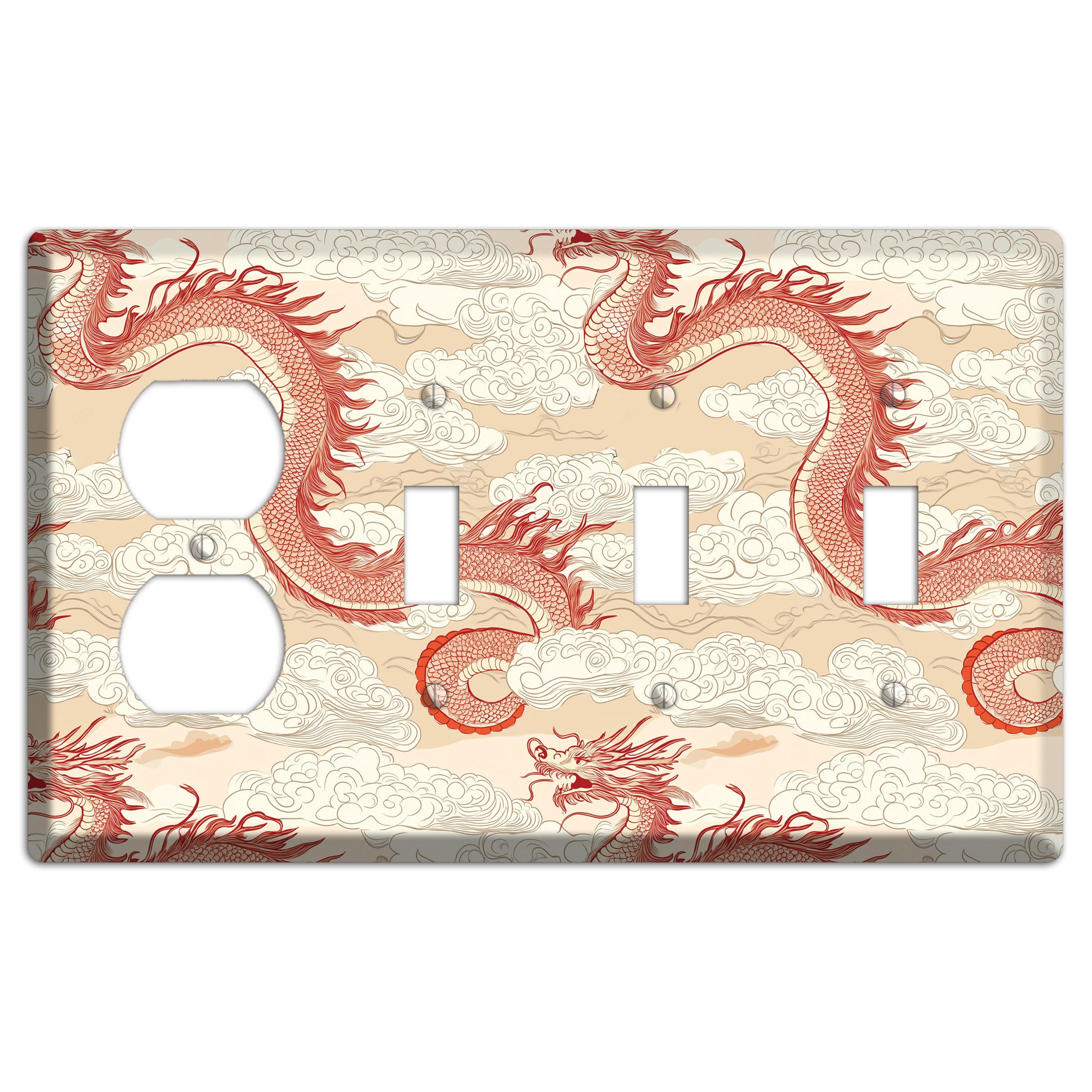 Celestial Dragon Dance Duplex / 3 Toggle Wallplate