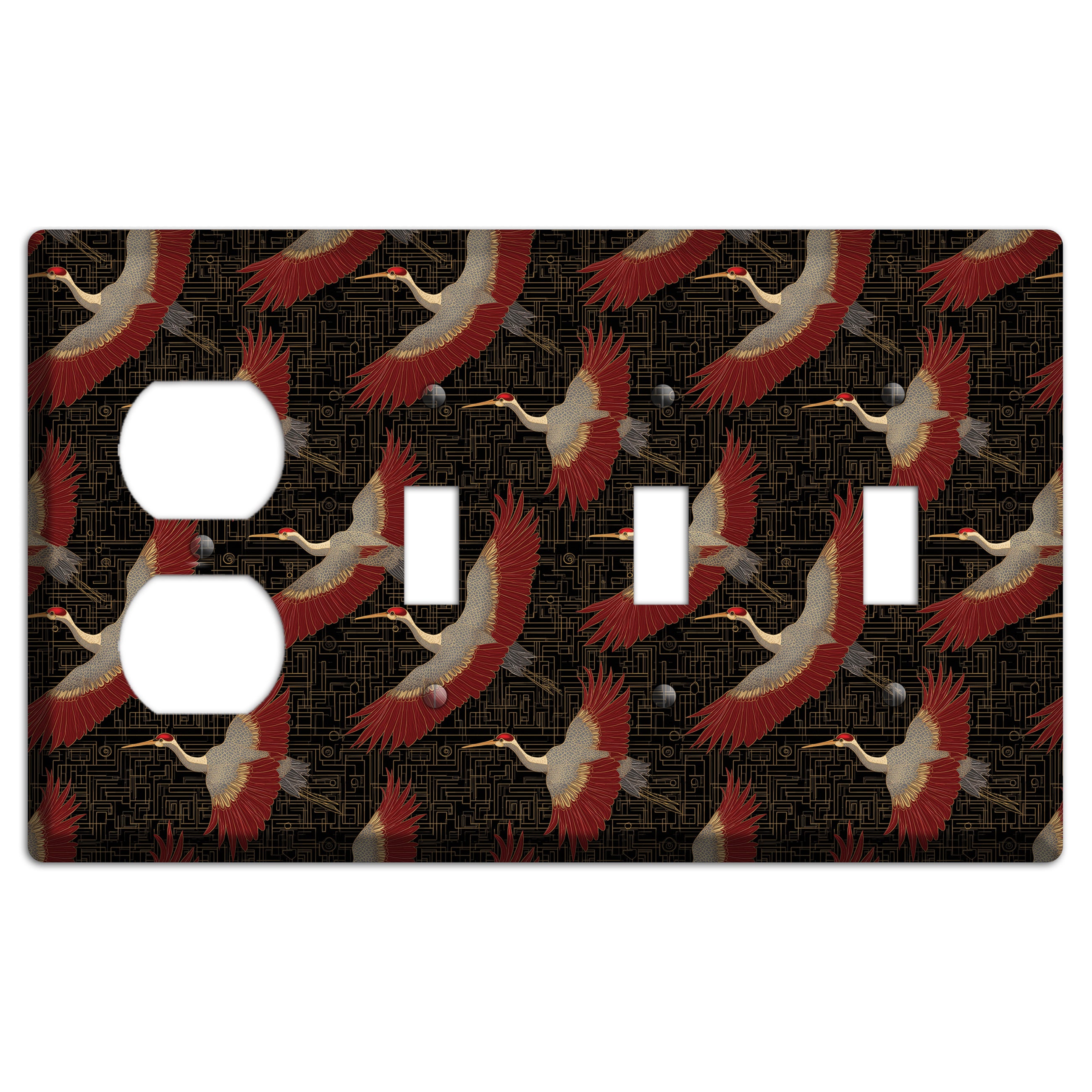 Scarlet Circuit Flight Duplex / 3 Toggle Wallplate