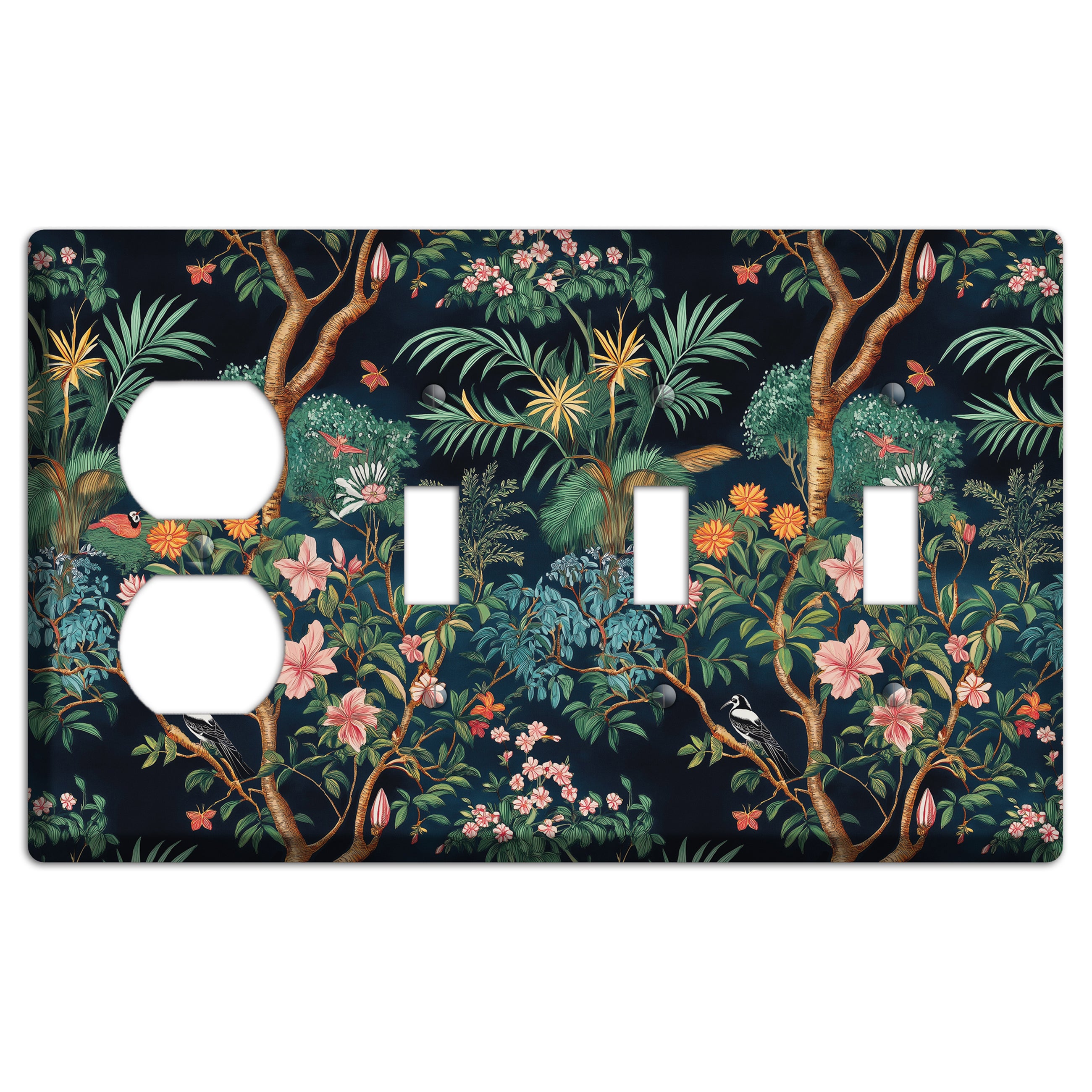 Jungle Nocturne Duplex / 3 Toggle Wallplate