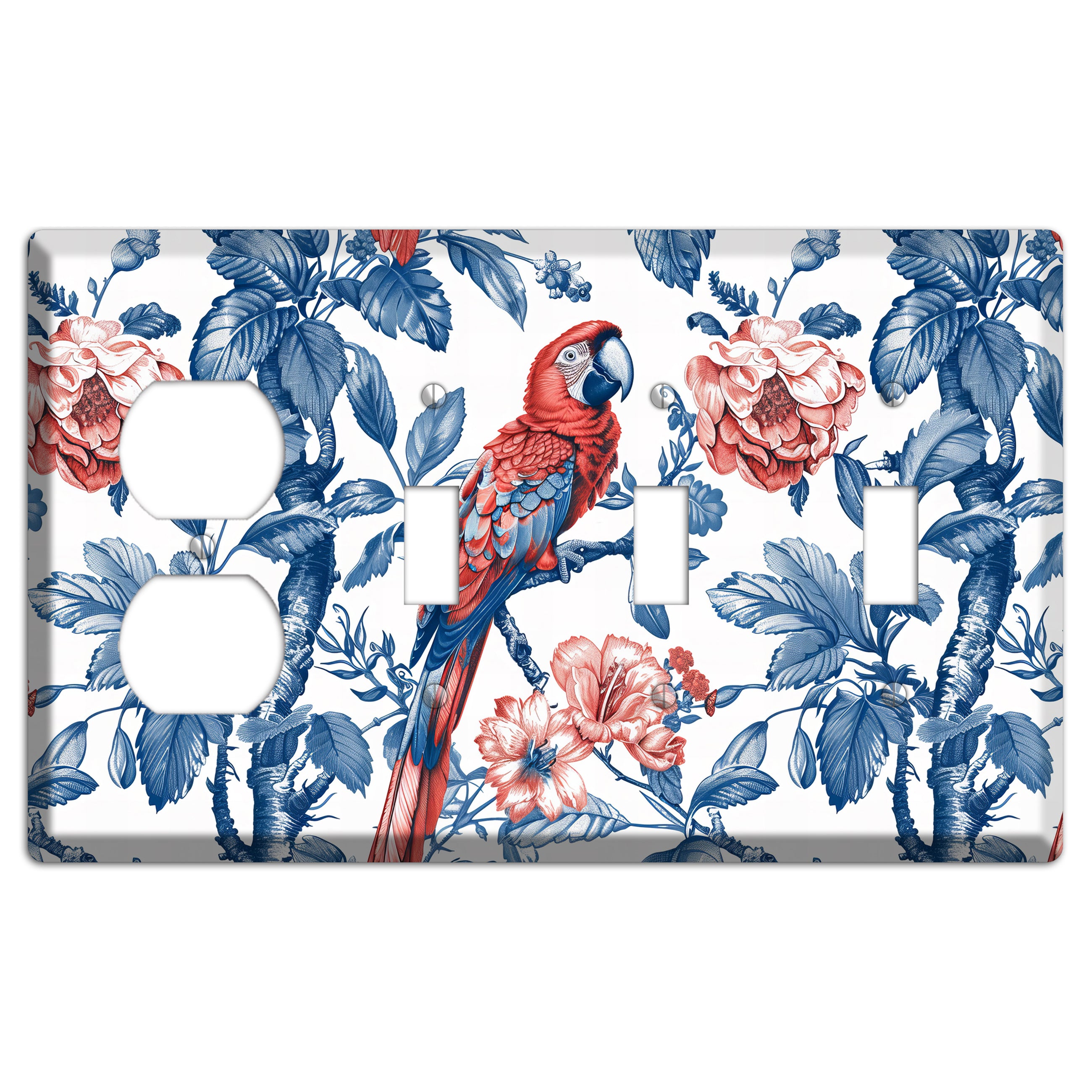 Scarlet in Bloom Duplex / 3 Toggle Wallplate