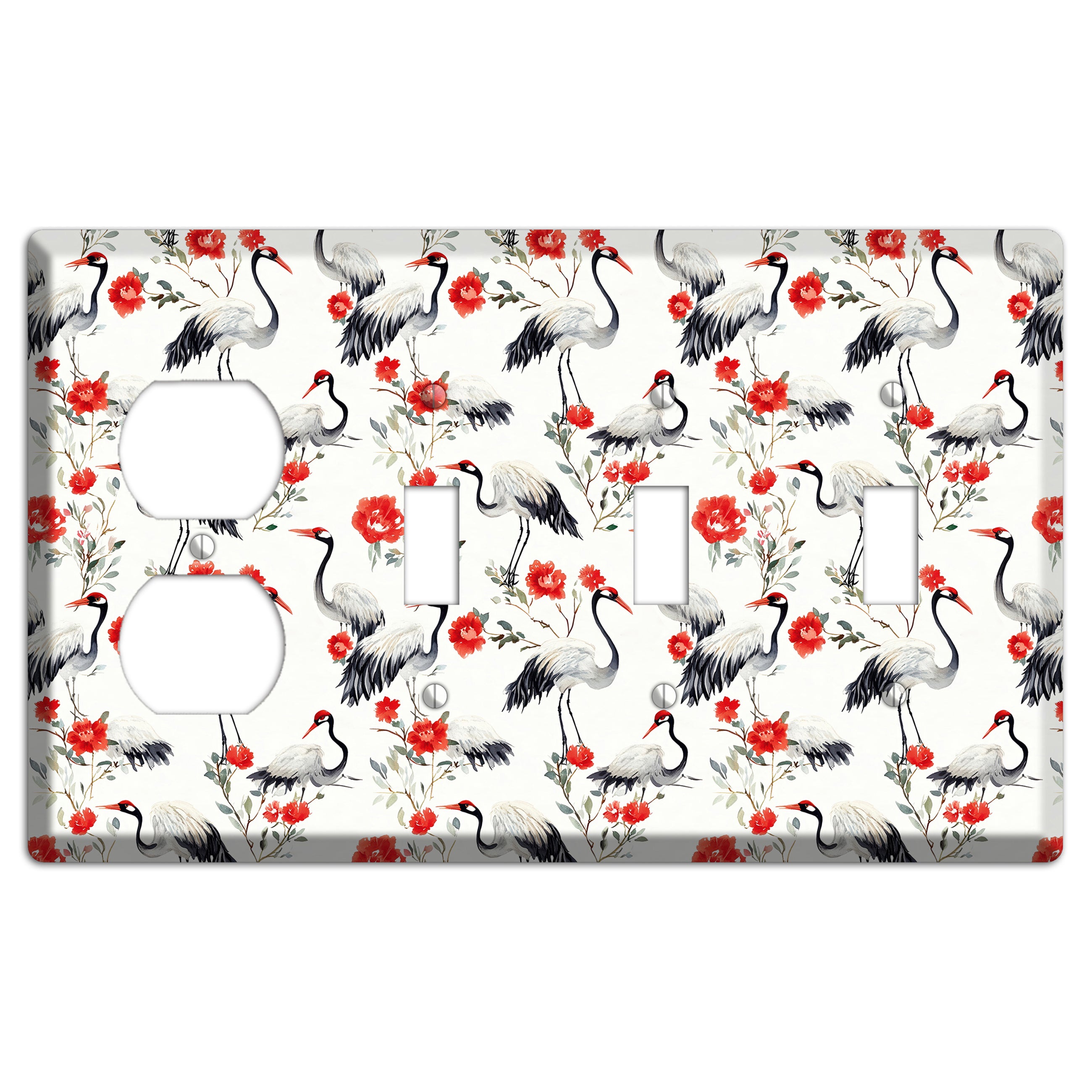 Scarlet Plume Garden Duplex / 3 Toggle Wallplate