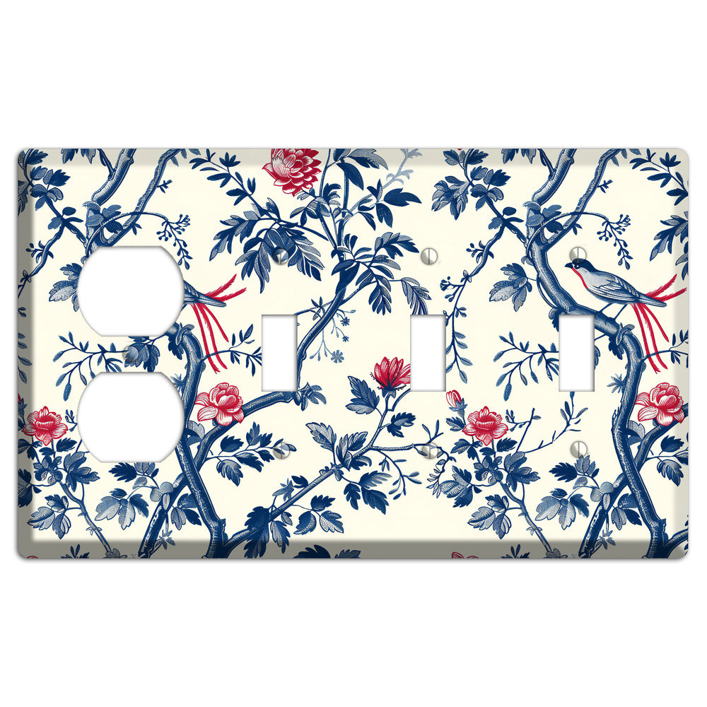 Crimson Wing Reverie Duplex / 3 Toggle Wallplate