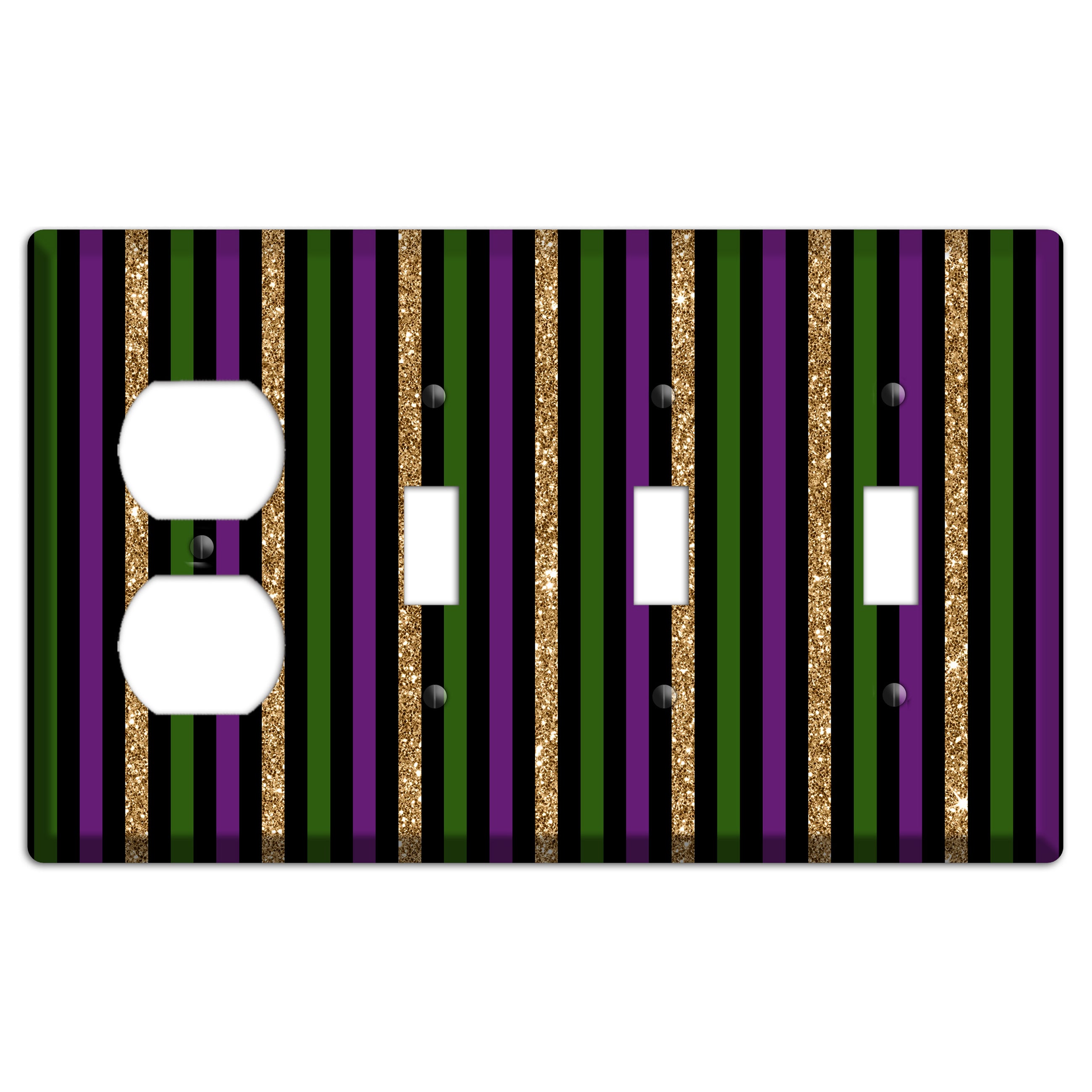 Carnival Stripes: Noir Duplex / 3 Toggle Wallplate