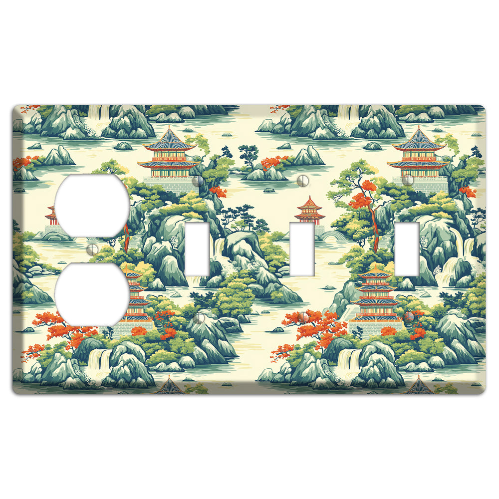 Cascade & Pagoda Duplex / 3 Toggle Wallplate