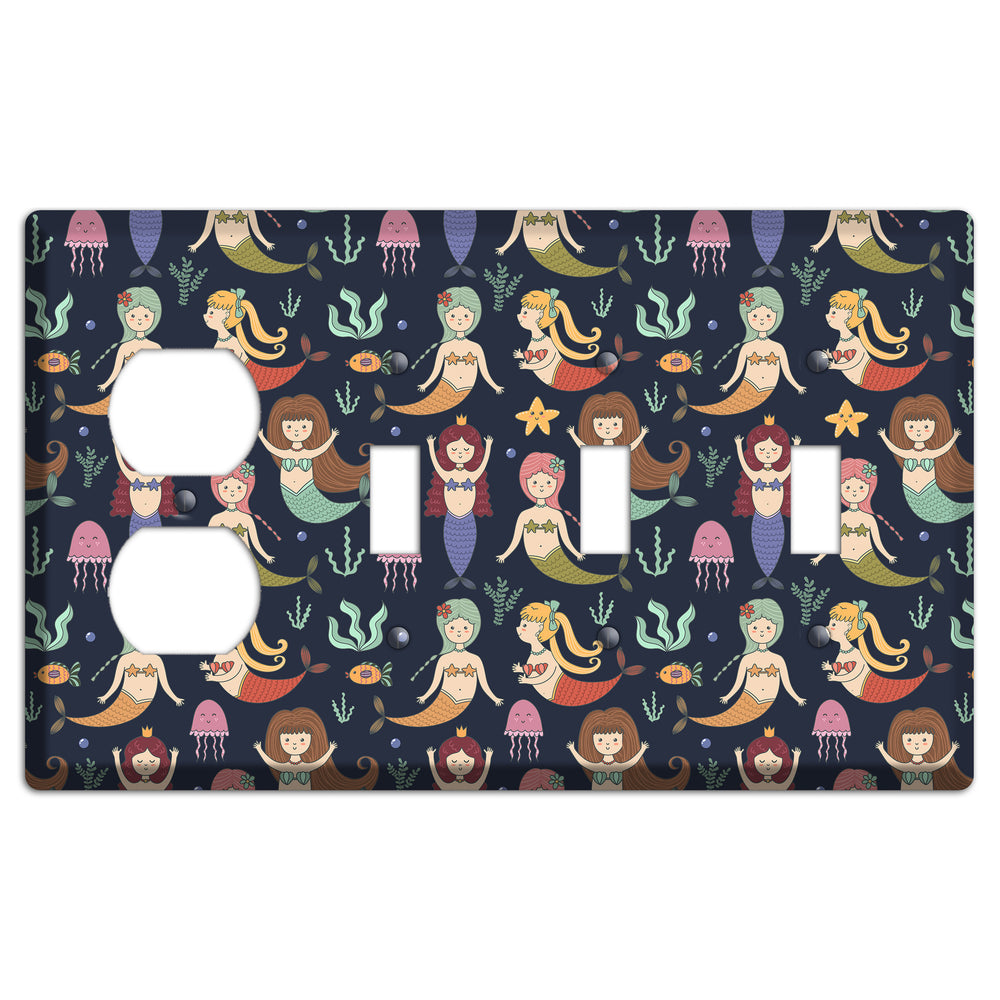 Mermaid Lagoon Party Duplex / 3 Toggle Wallplate