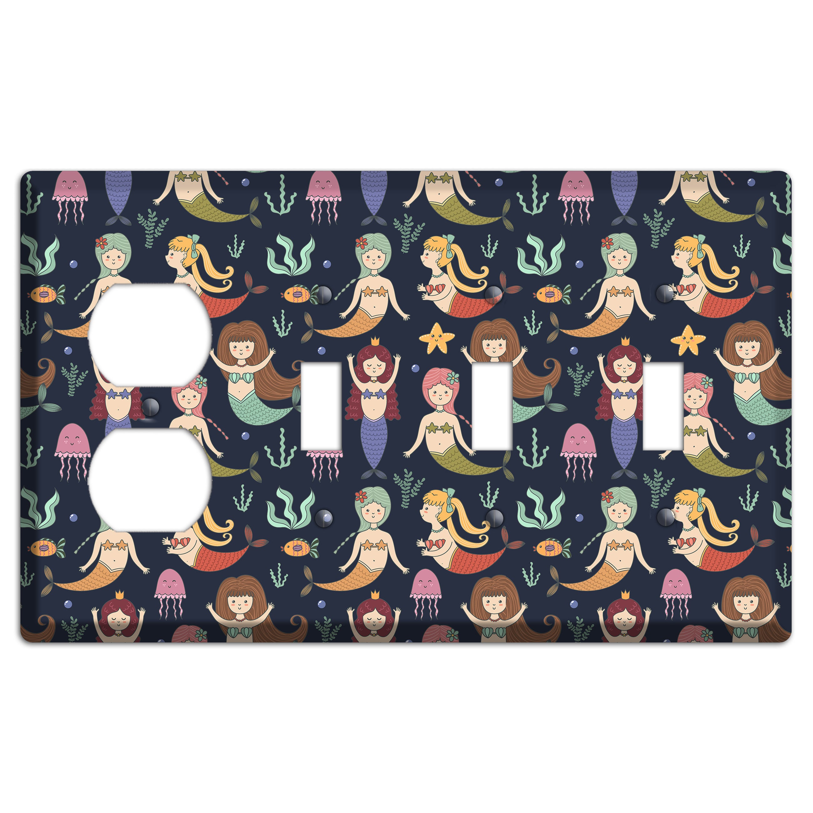Mermaid Lagoon Party Duplex / 3 Toggle Wallplate