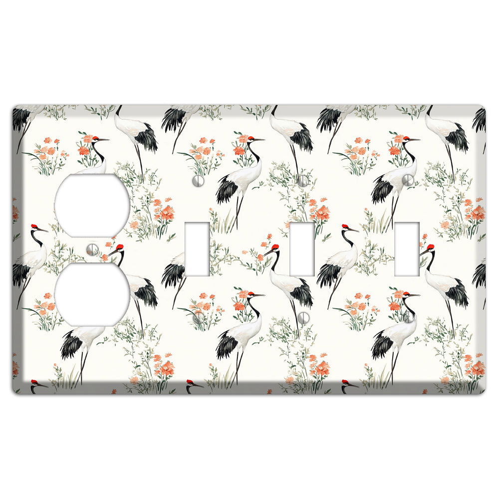 Coral Meadow Flight Duplex / 3 Toggle Wallplate