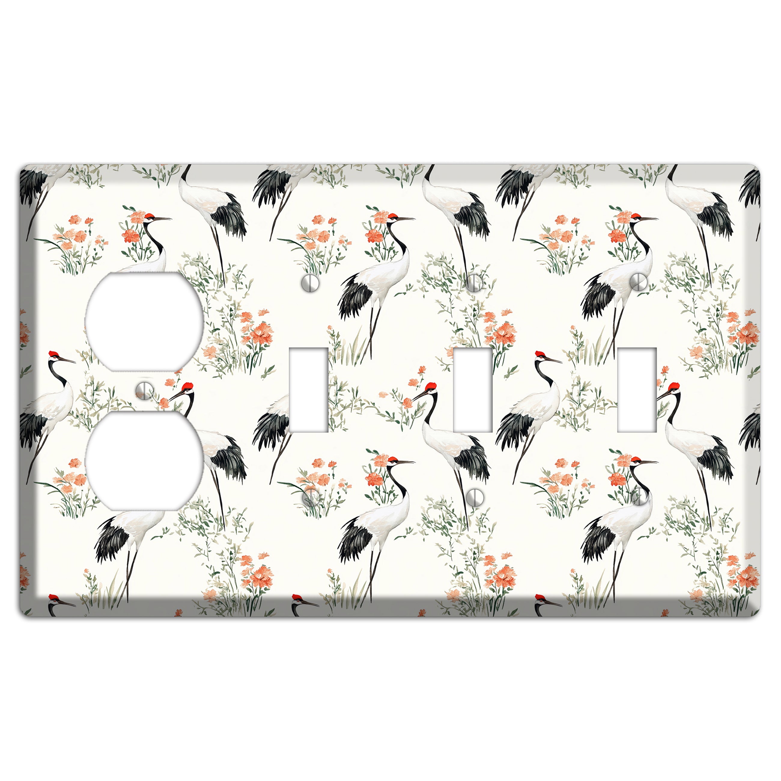 Coral Meadow Flight Duplex / 3 Toggle Wallplate
