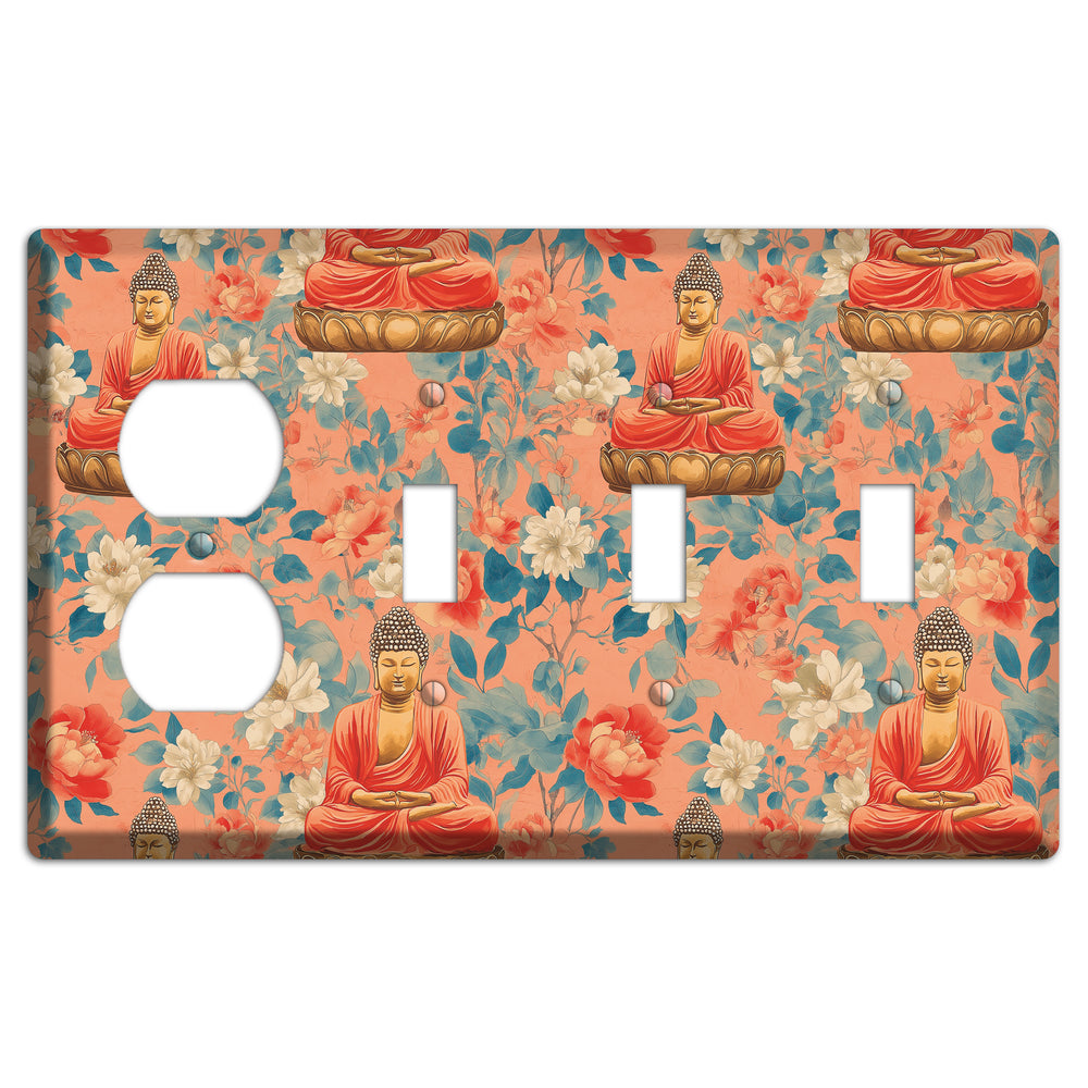 Lotus & Coral Duplex / 3 Toggle Wallplate