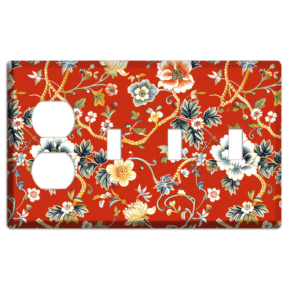 Crimson Garden Reverie Duplex / 3 Toggle Wallplate