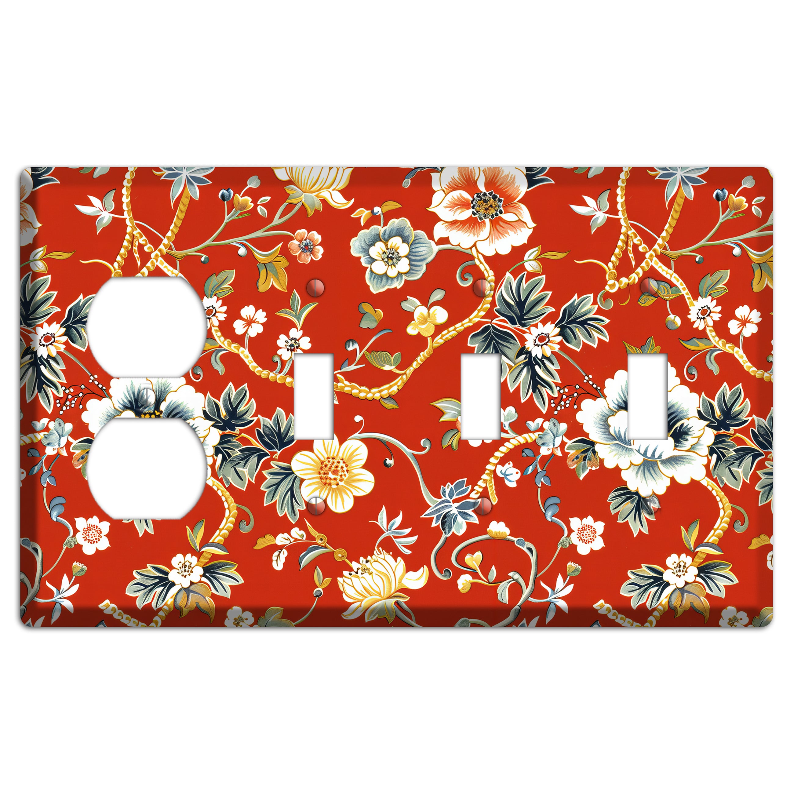 Crimson Garden Reverie Duplex / 3 Toggle Wallplate