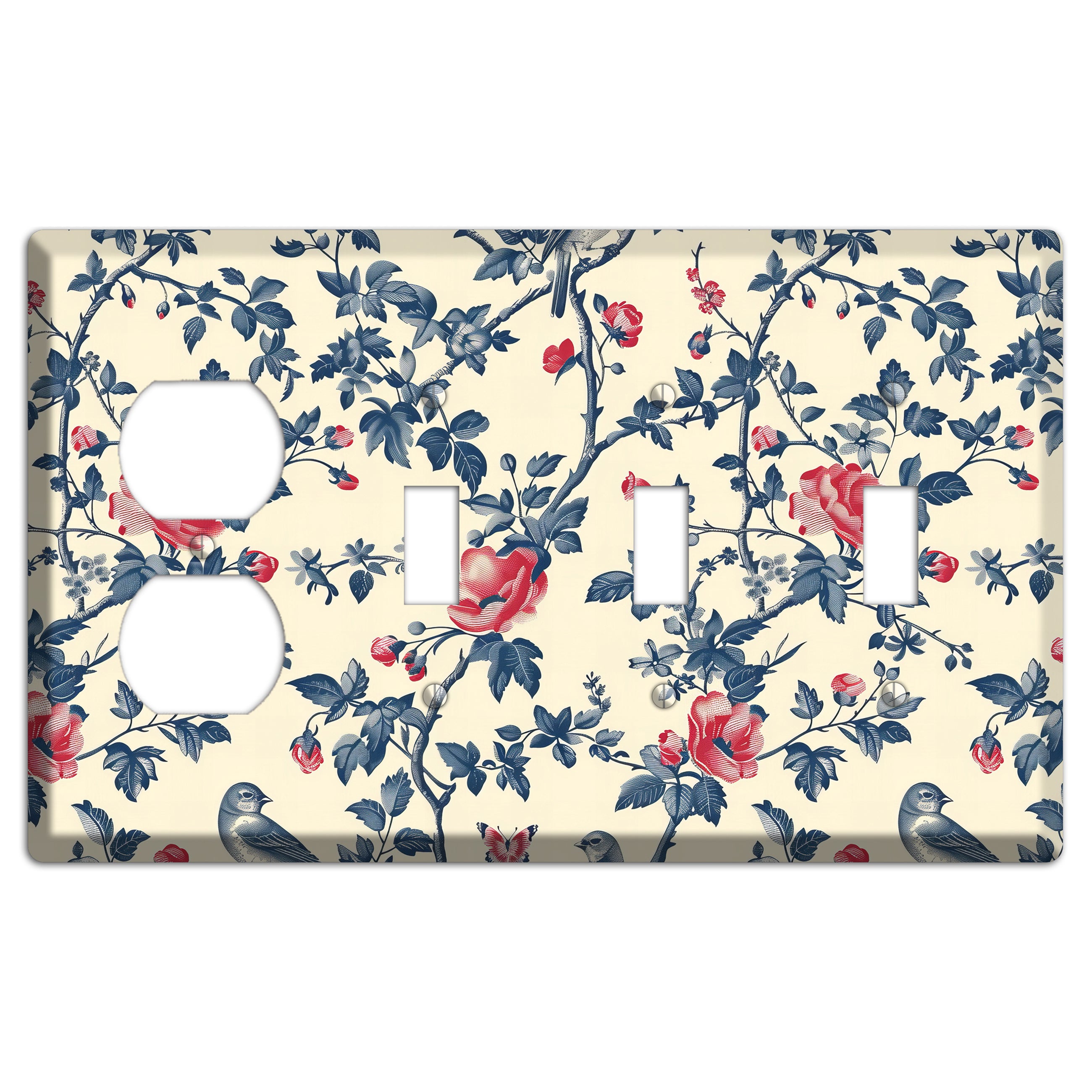 Songbirds & Thorns Duplex / 3 Toggle Wallplate