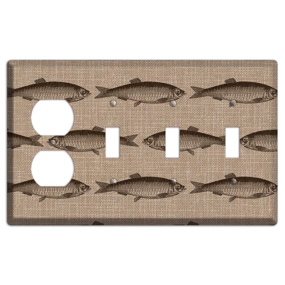 Shoal Sketch Duplex / 3 Toggle Wallplate