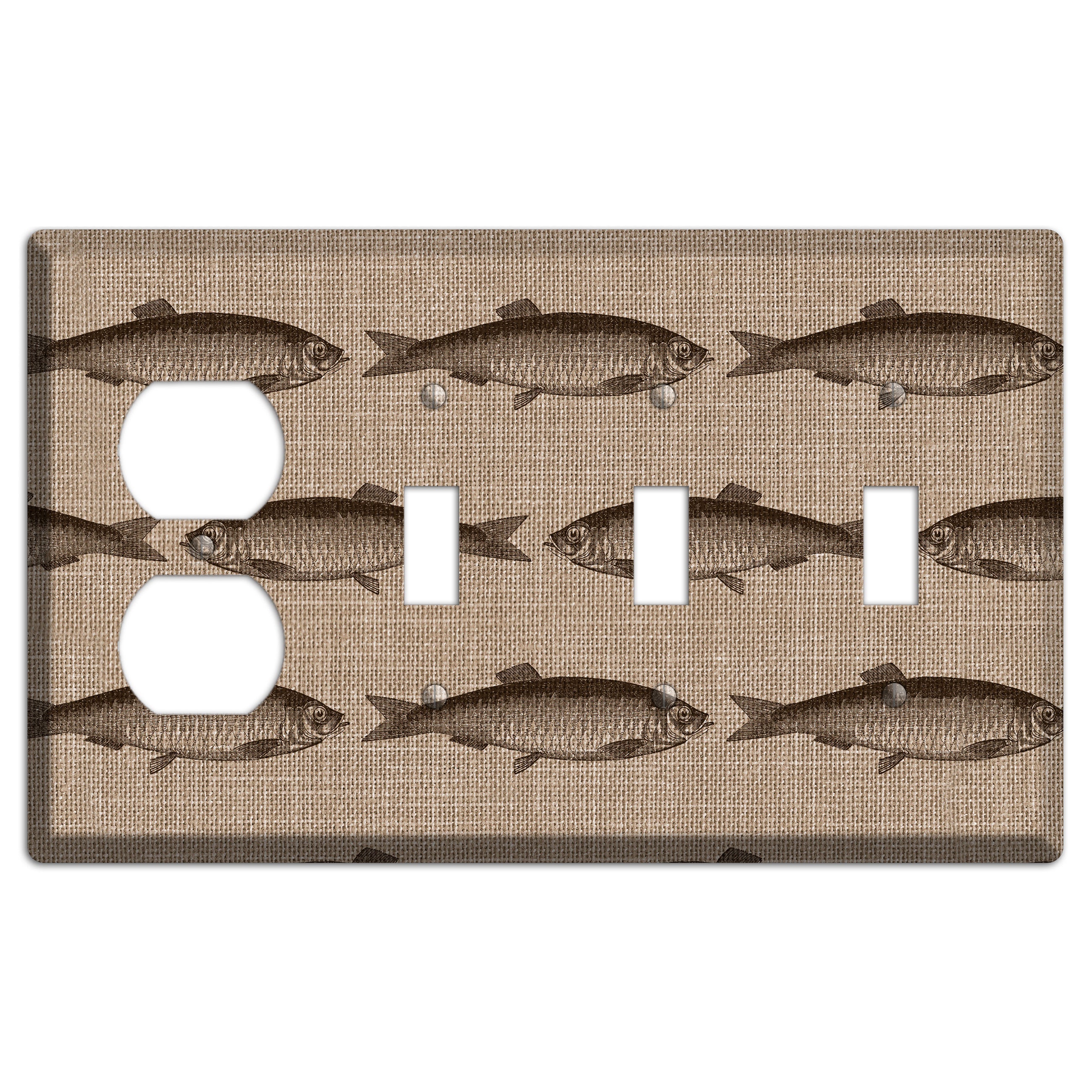 Shoal Sketch Duplex / 3 Toggle Wallplate