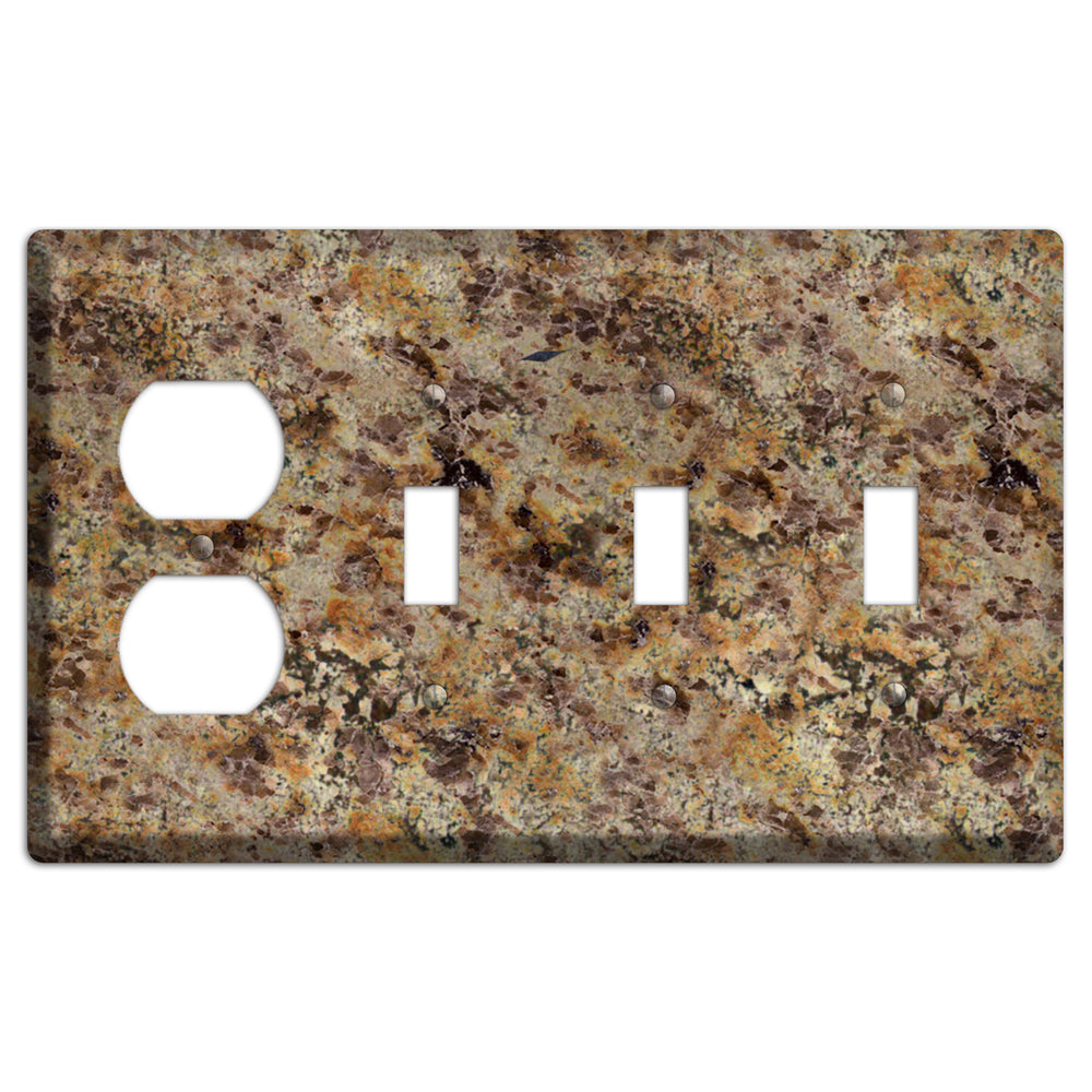 Golden Crystal Granite Duplex / 3 Toggle Wallplate