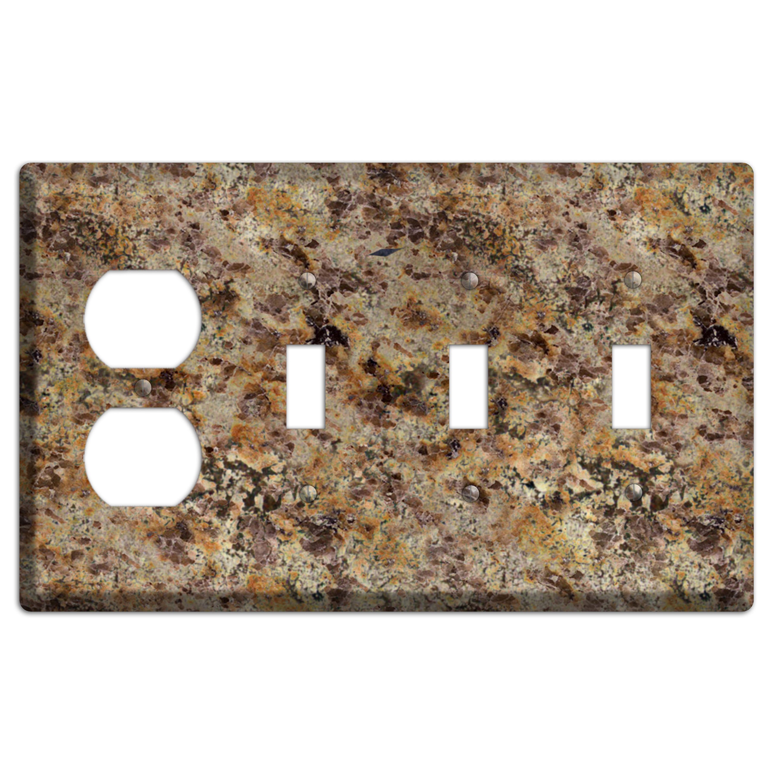 Golden Crystal Granite Duplex / 3 Toggle Wallplate