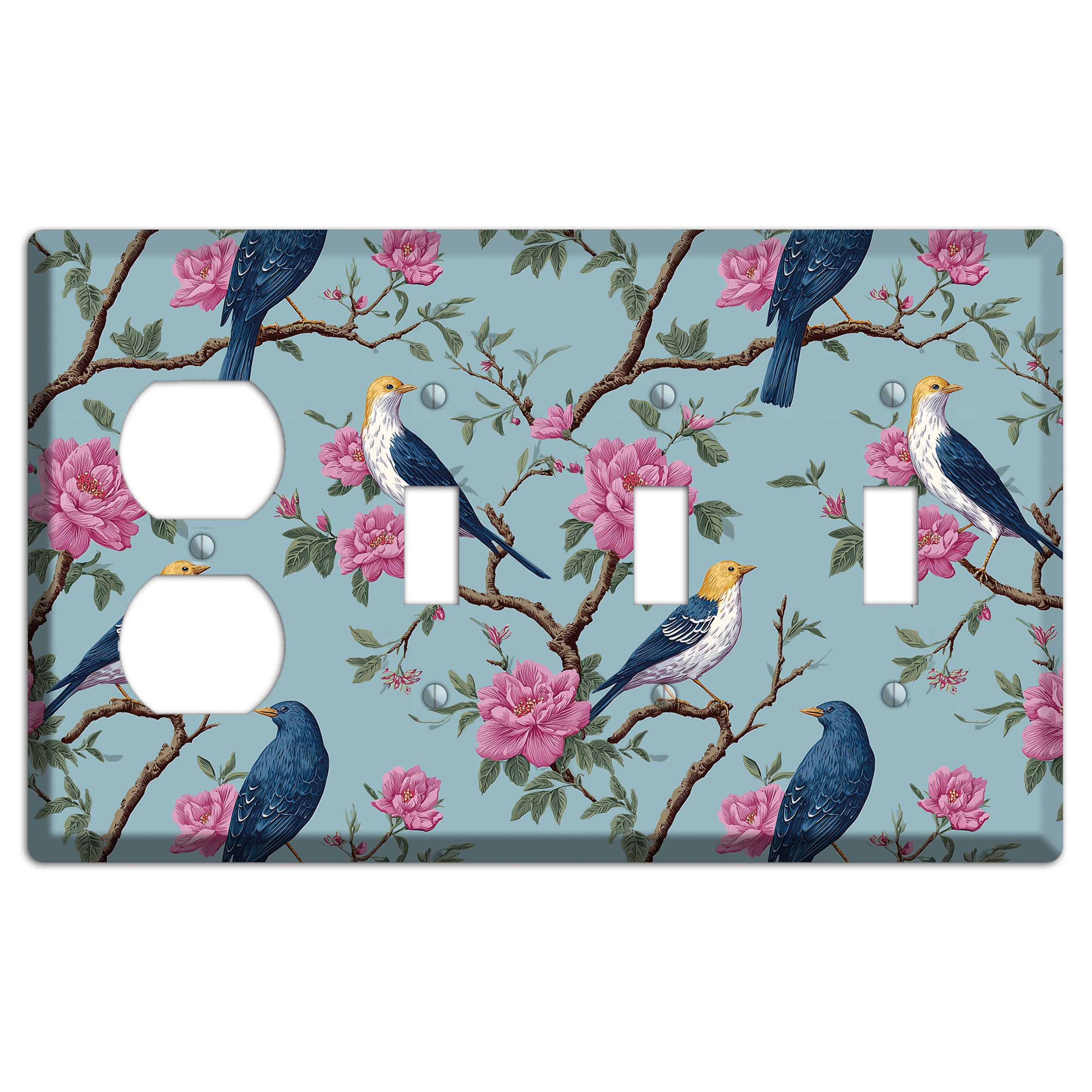 Blossom & Wing Duplex / 3 Toggle Wallplate