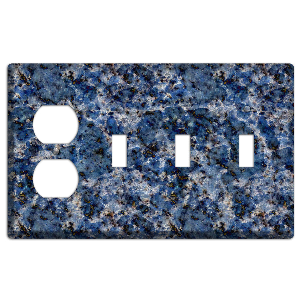 Blue Bahia Granite Duplex / 3 Toggle Wallplate
