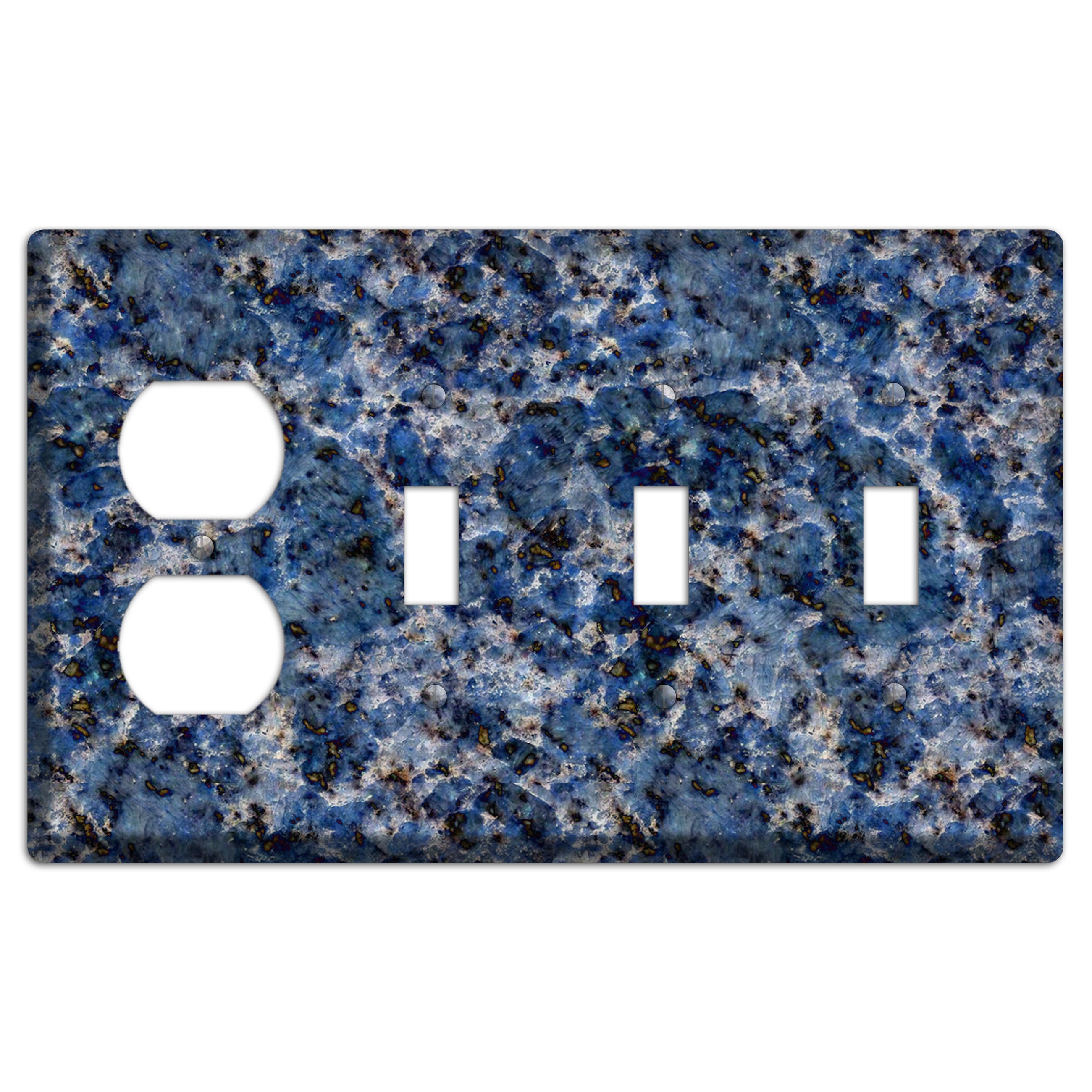 Blue Bahia Granite Duplex / 3 Toggle Wallplate