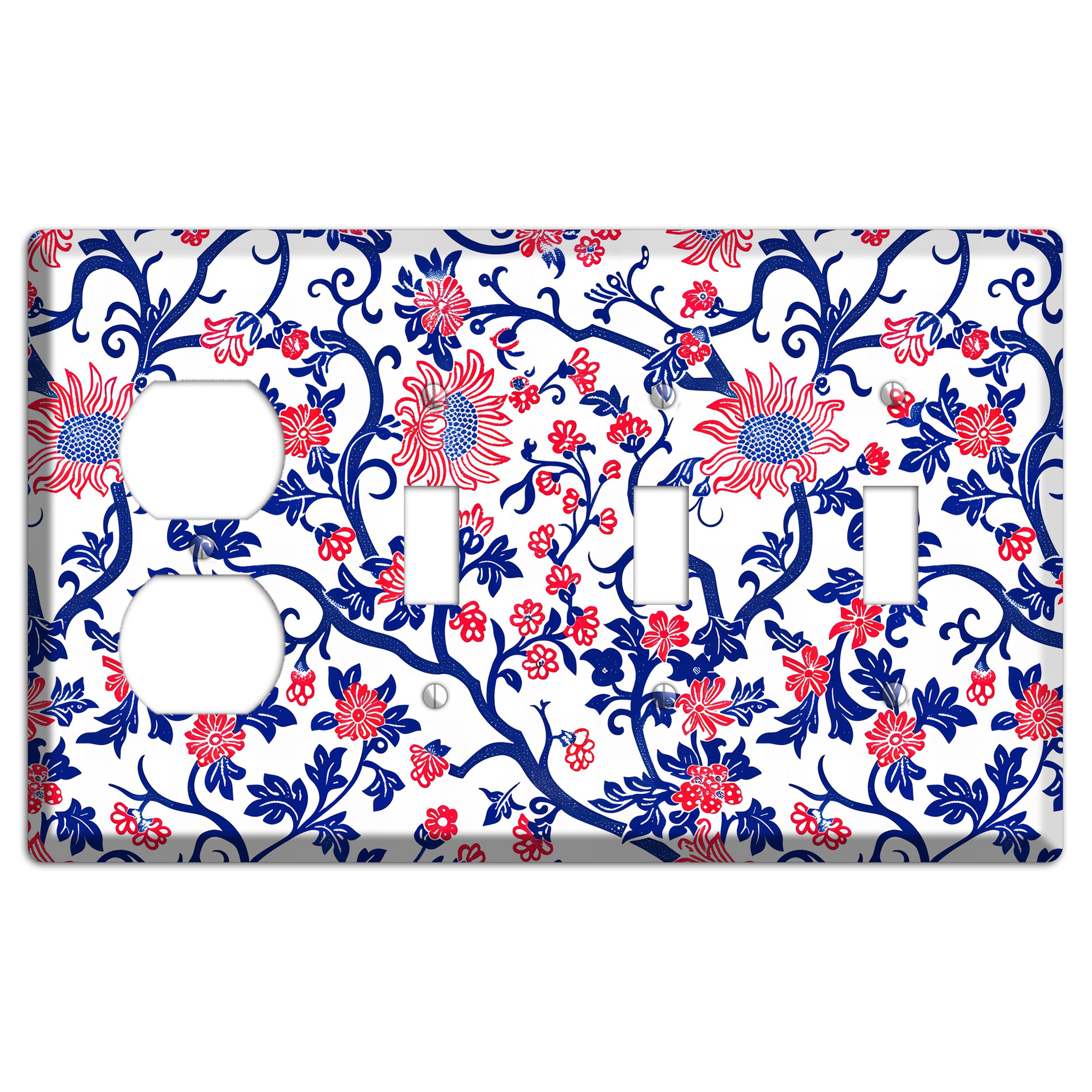 Crimson Vine Riot Duplex / 3 Toggle Wallplate