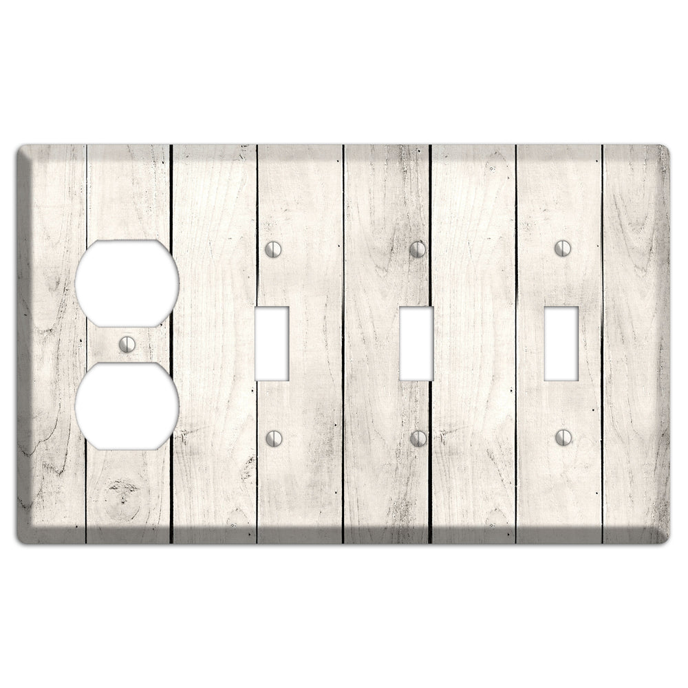 Whitewashed Planks Duplex / 3 Toggle Wallplate