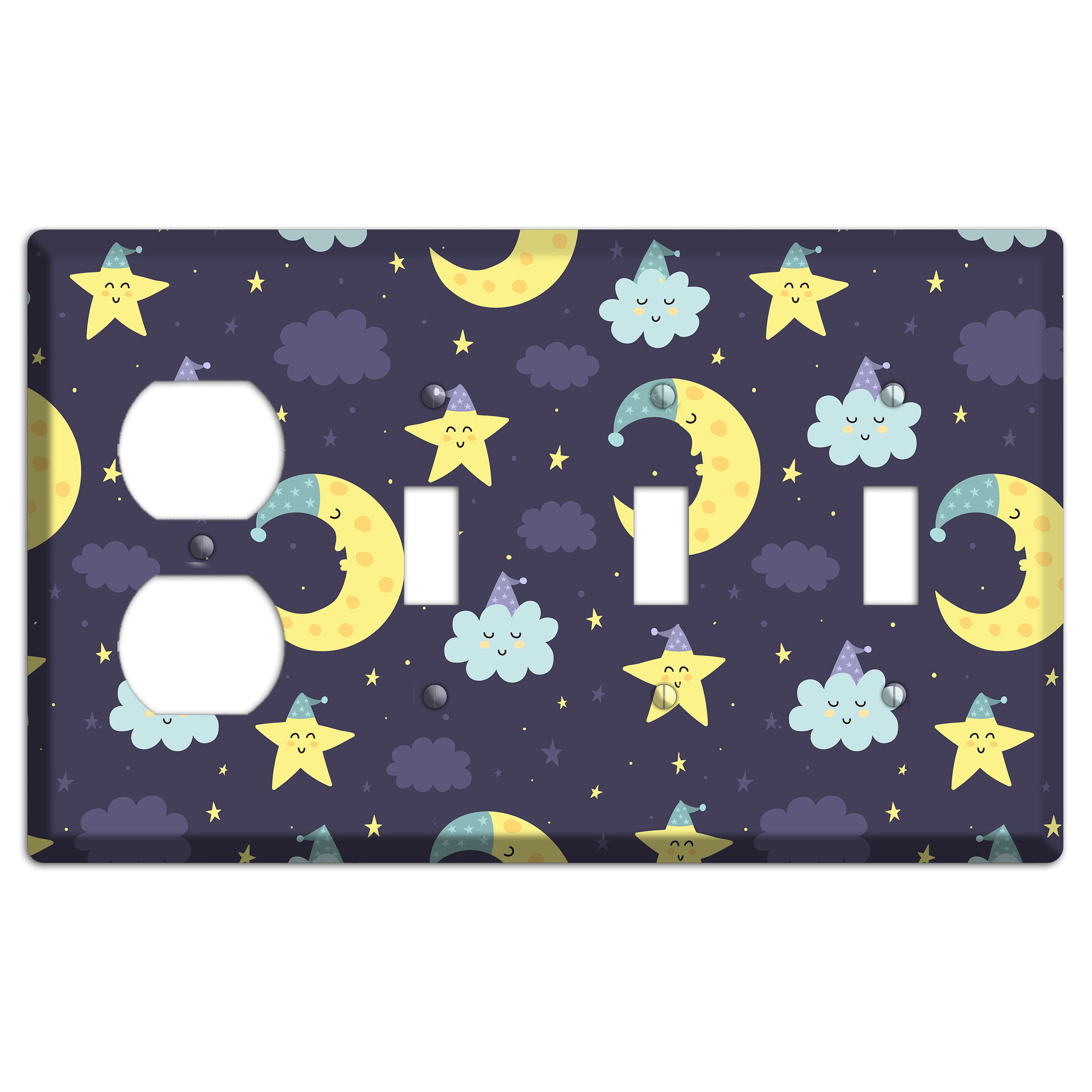 Moon & Star Wishes Duplex / 3 Toggle Wallplate