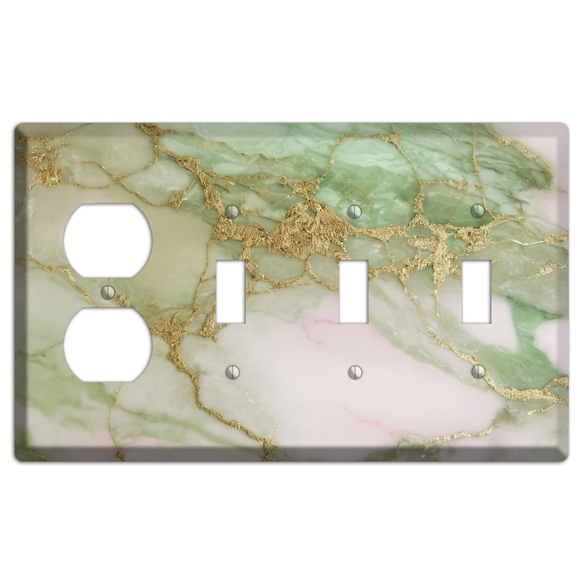 Swamp Green Marble Duplex / 3 Toggle Wallplate