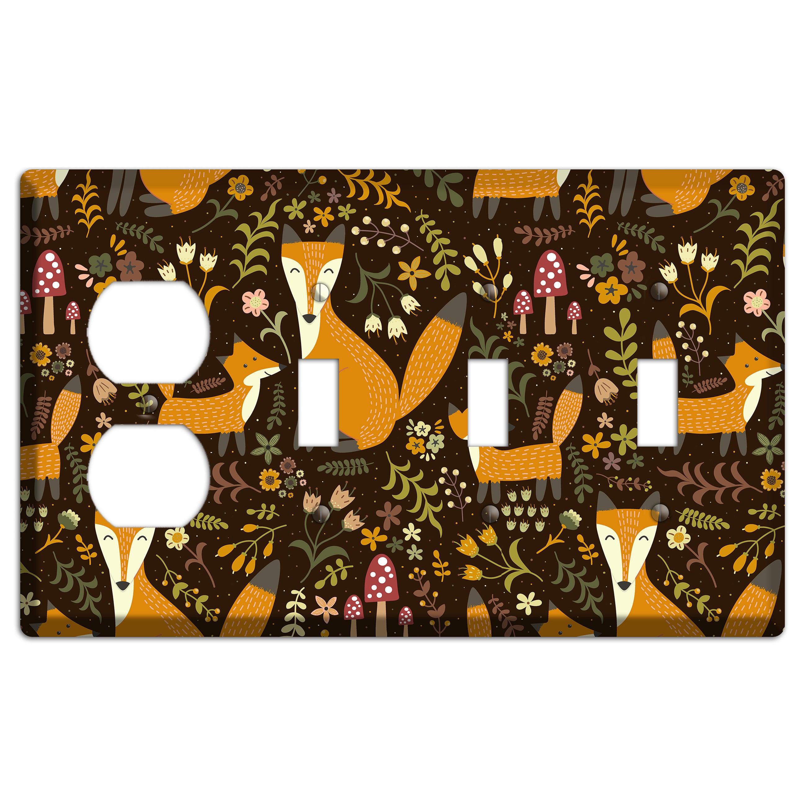 Fox Garden (Chocolate) Duplex / 3 Toggle Wallplate