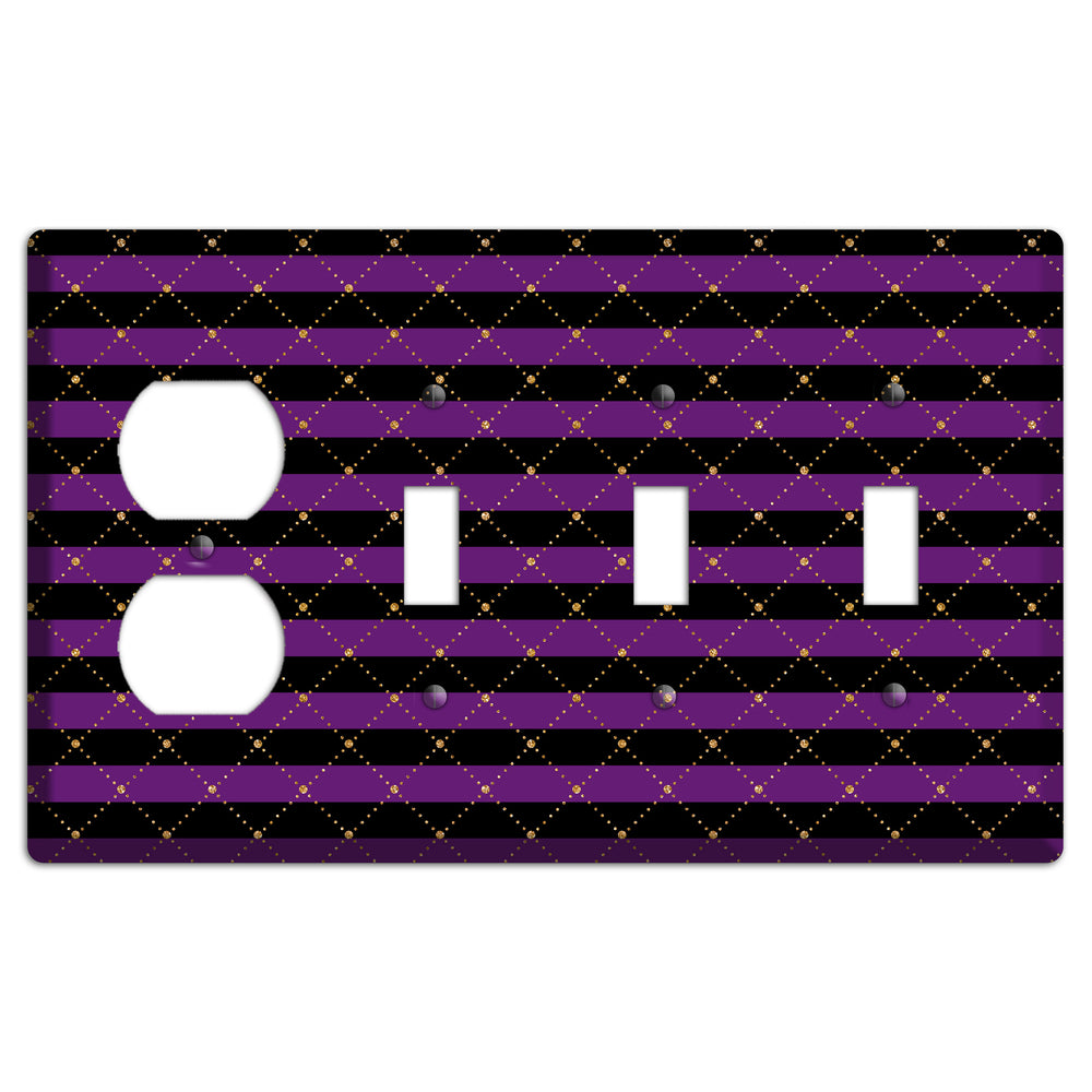 Striped Harlequin Glow Duplex / 3 Toggle Wallplate