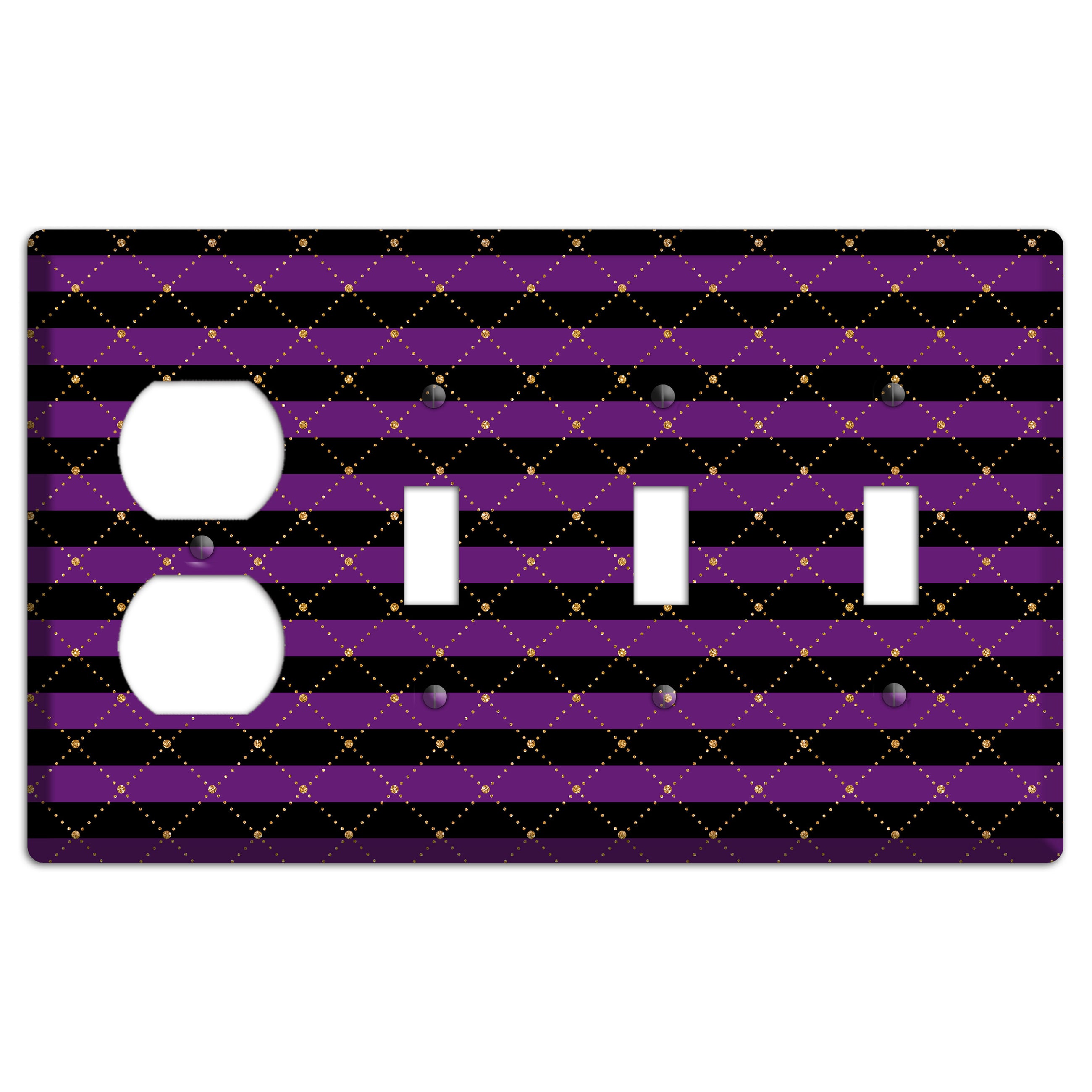 Striped Harlequin Glow Duplex / 3 Toggle Wallplate