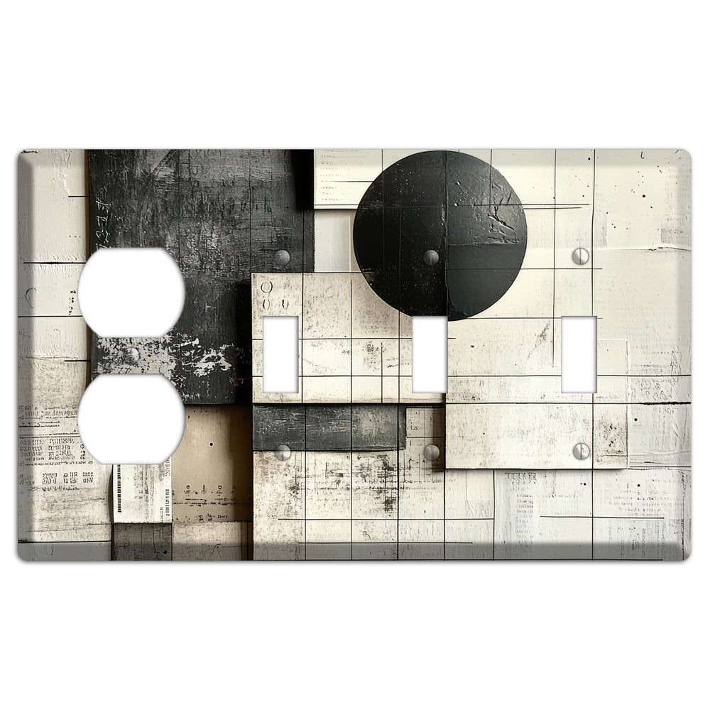 Lunar Grid Archive Duplex / 3 Toggle Wallplate