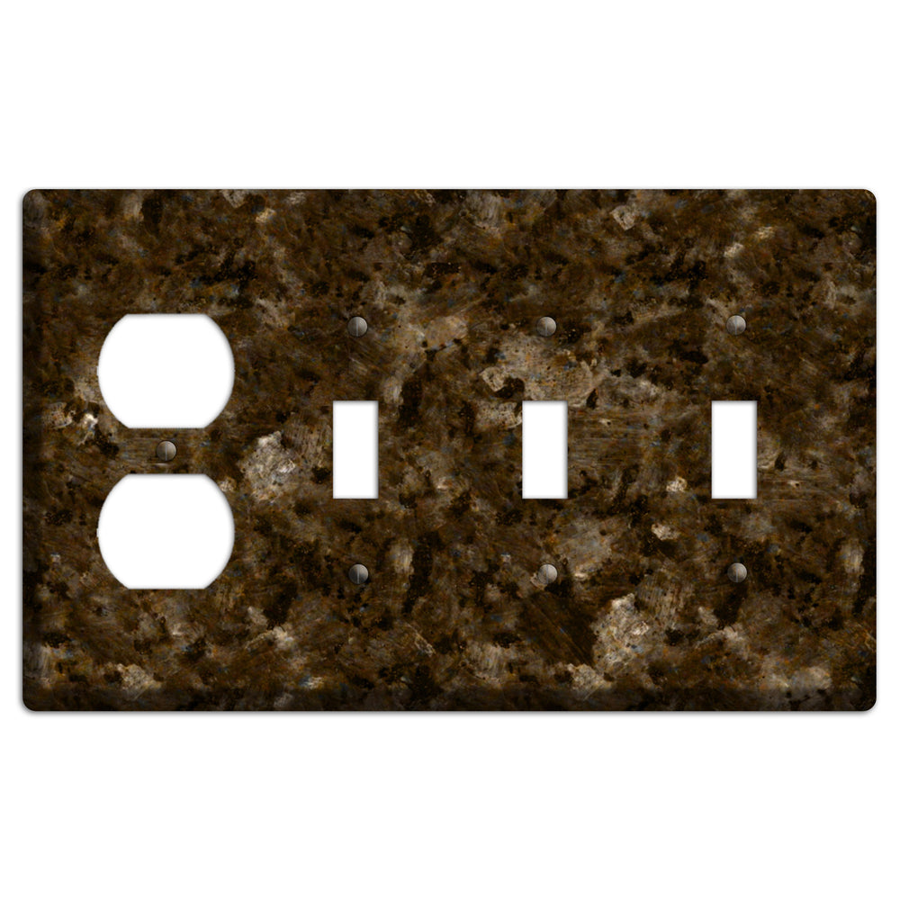 Tropical Brown Granite Duplex / 3 Toggle Wallplate