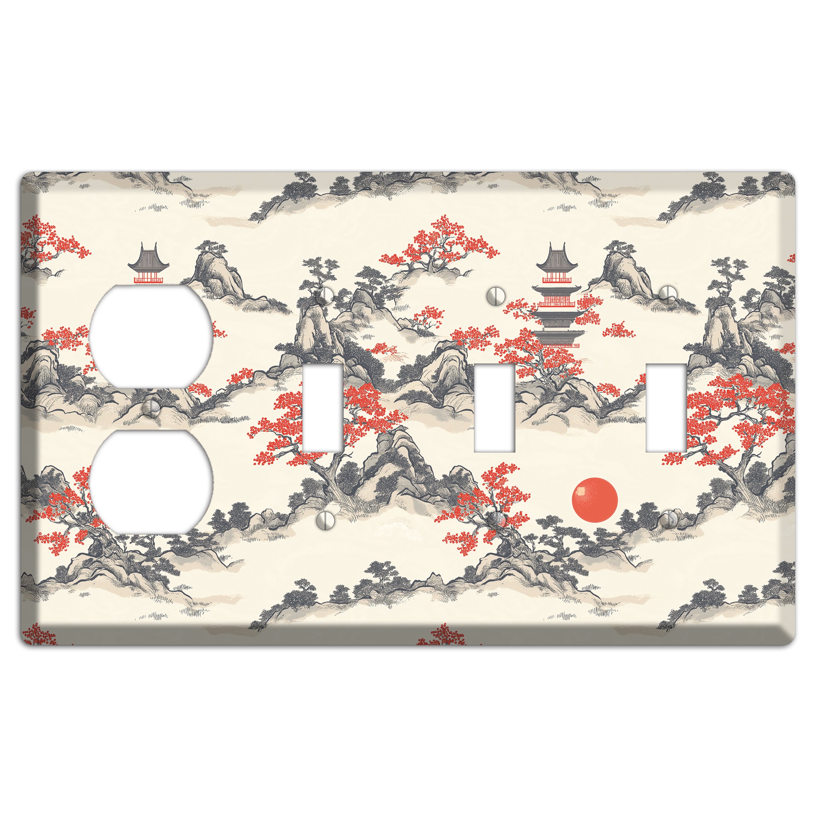 Ember & Stone Peaks Duplex / 3 Toggle Wallplate