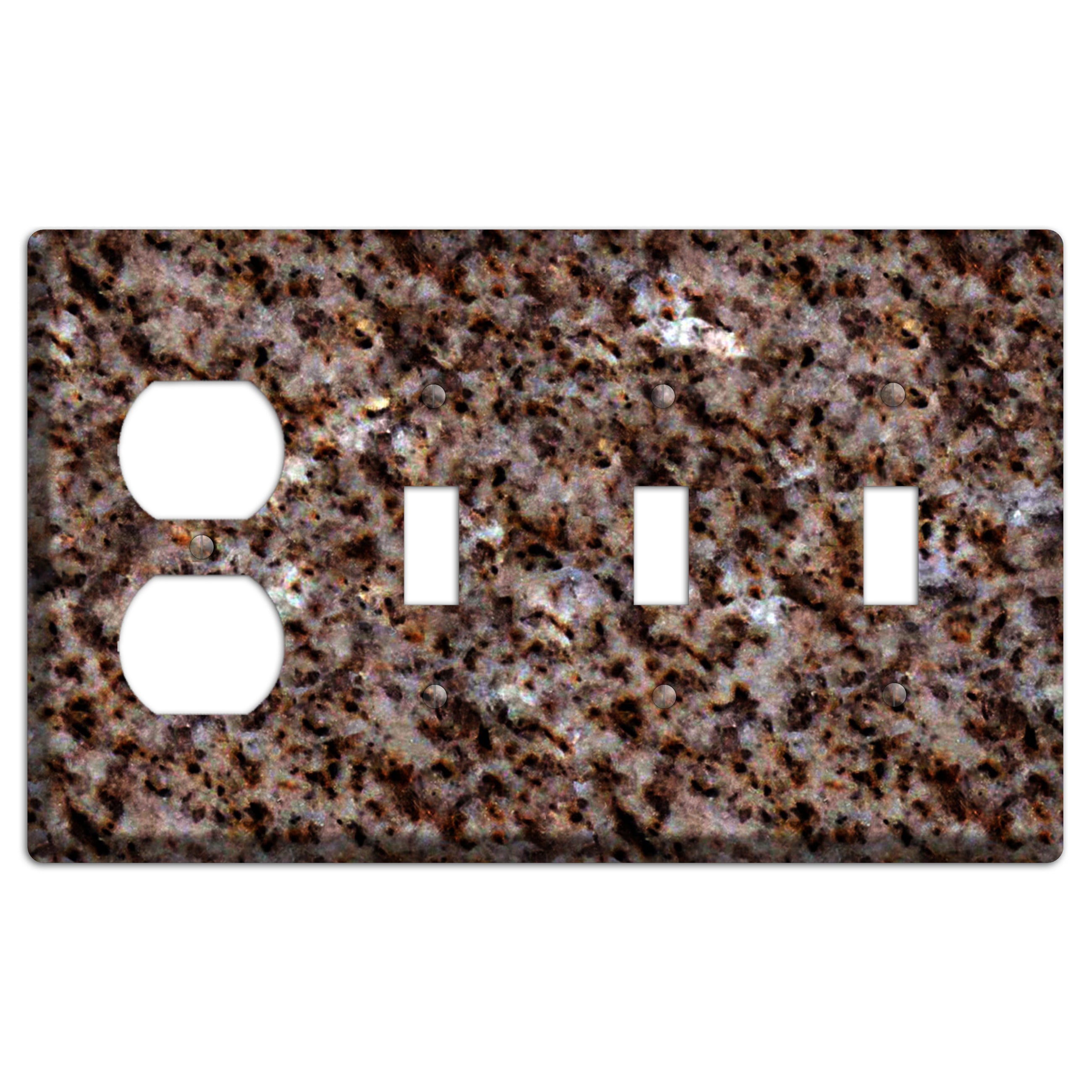 Baltic Brown Granite Duplex / 3 Toggle Wallplate