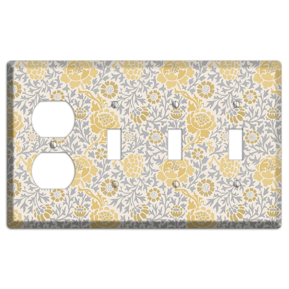 Dandelion Charm Duplex / 3 Toggle Wallplate