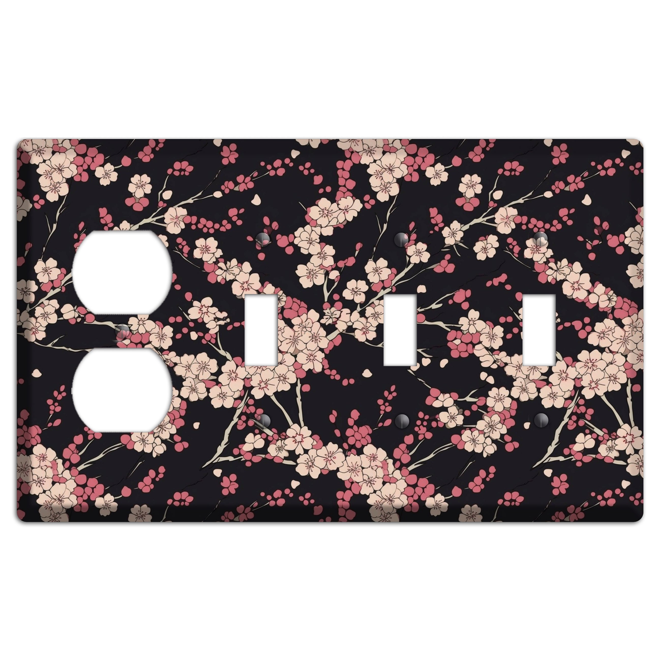 Night Blossom Drift Duplex / 3 Toggle Wallplate