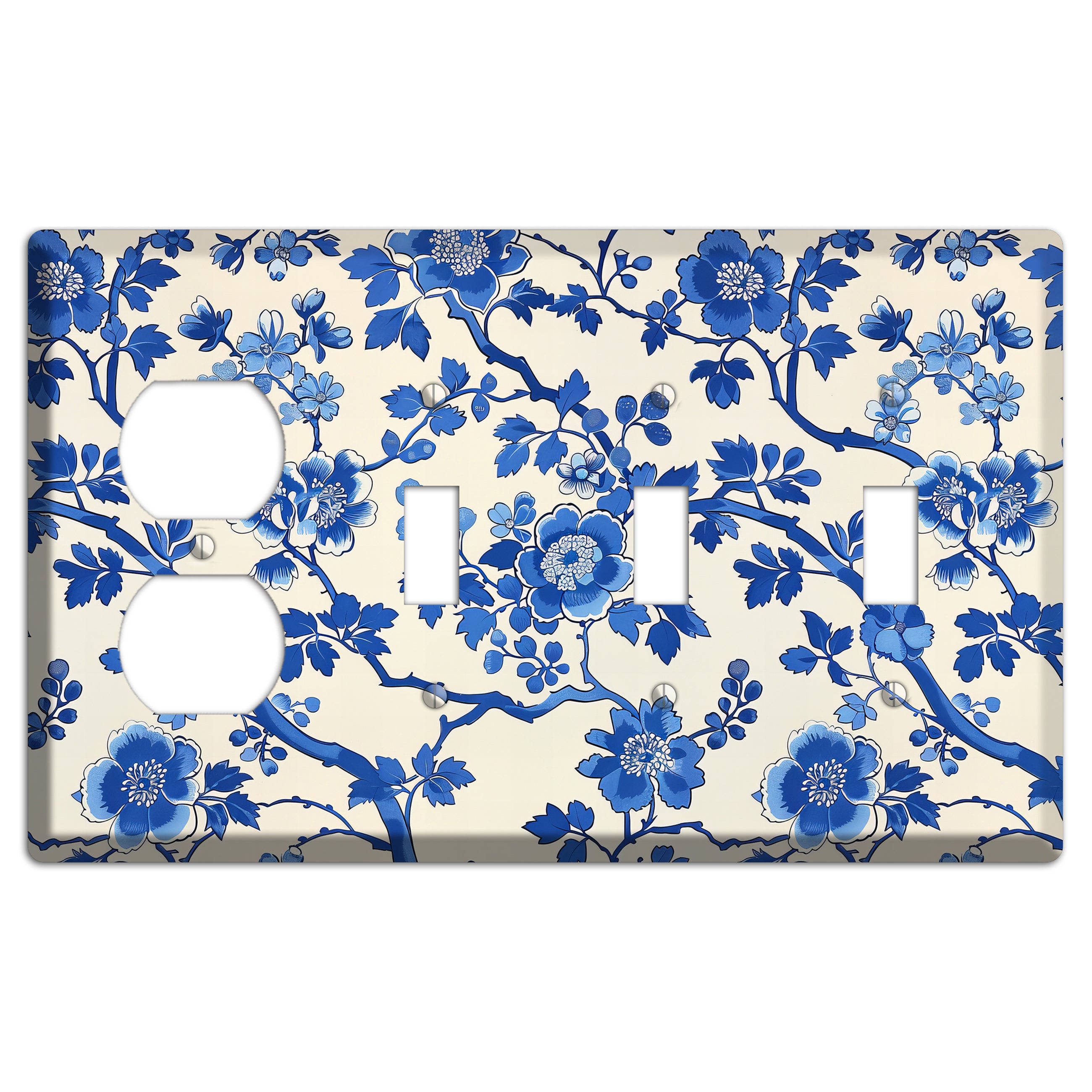 Porcelain Garden Bloom Duplex / 3 Toggle Wallplate