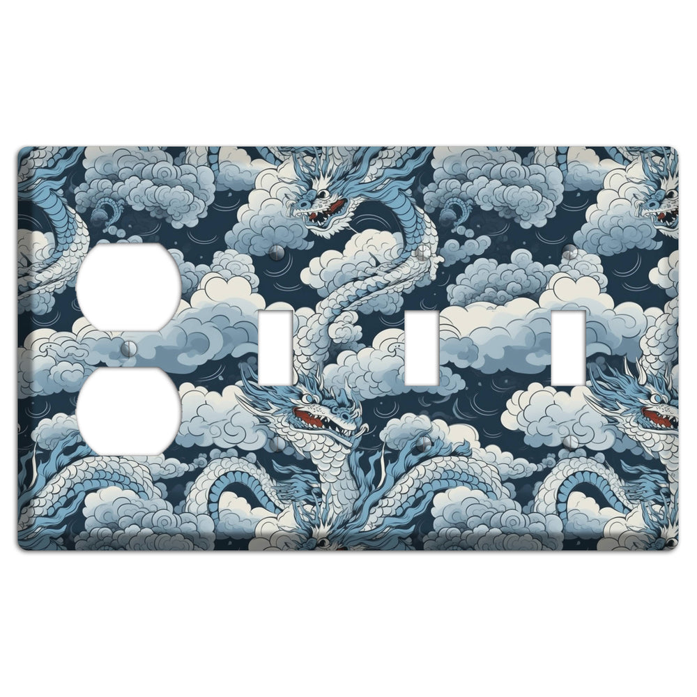 Storm Serpent Rising Duplex / 3 Toggle Wallplate