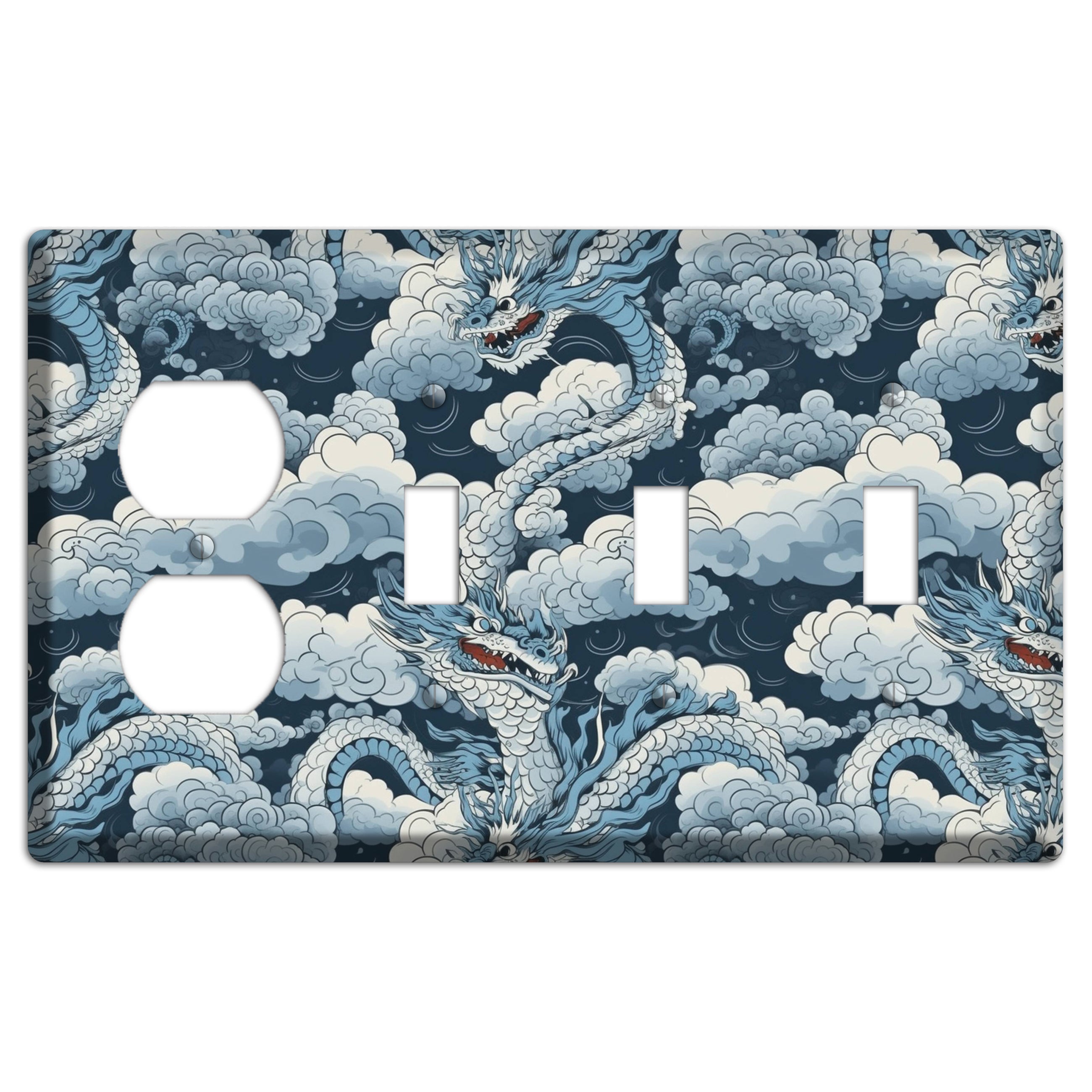Storm Serpent Rising Duplex / 3 Toggle Wallplate