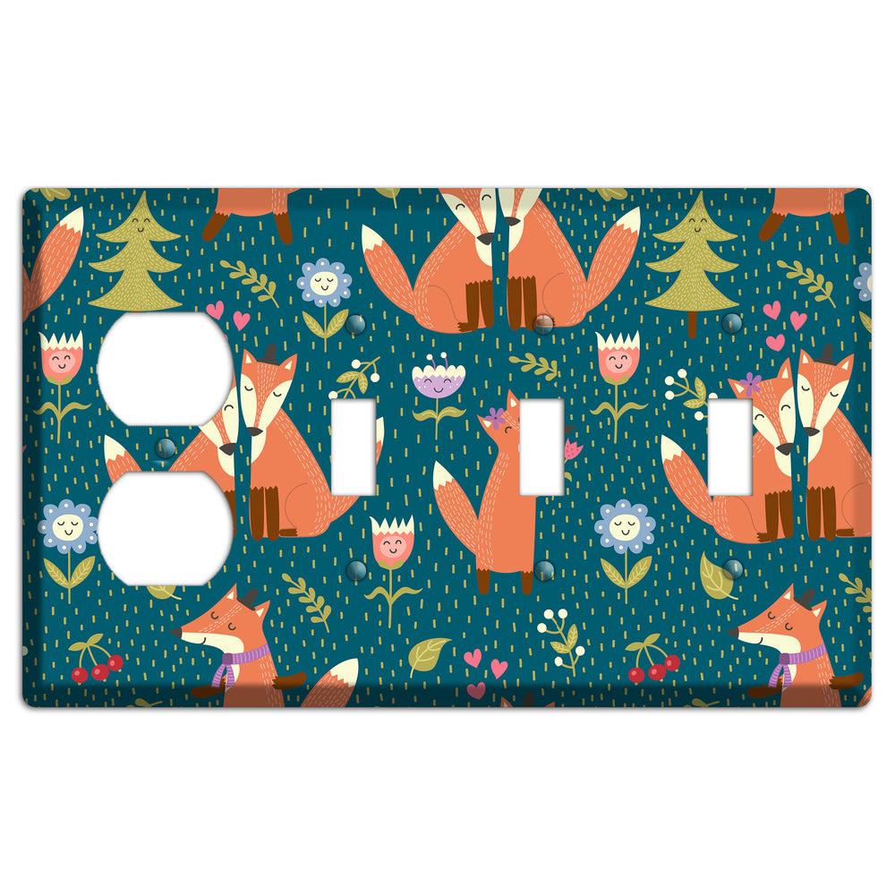 Fox Garden Love Duplex / 3 Toggle Wallplate