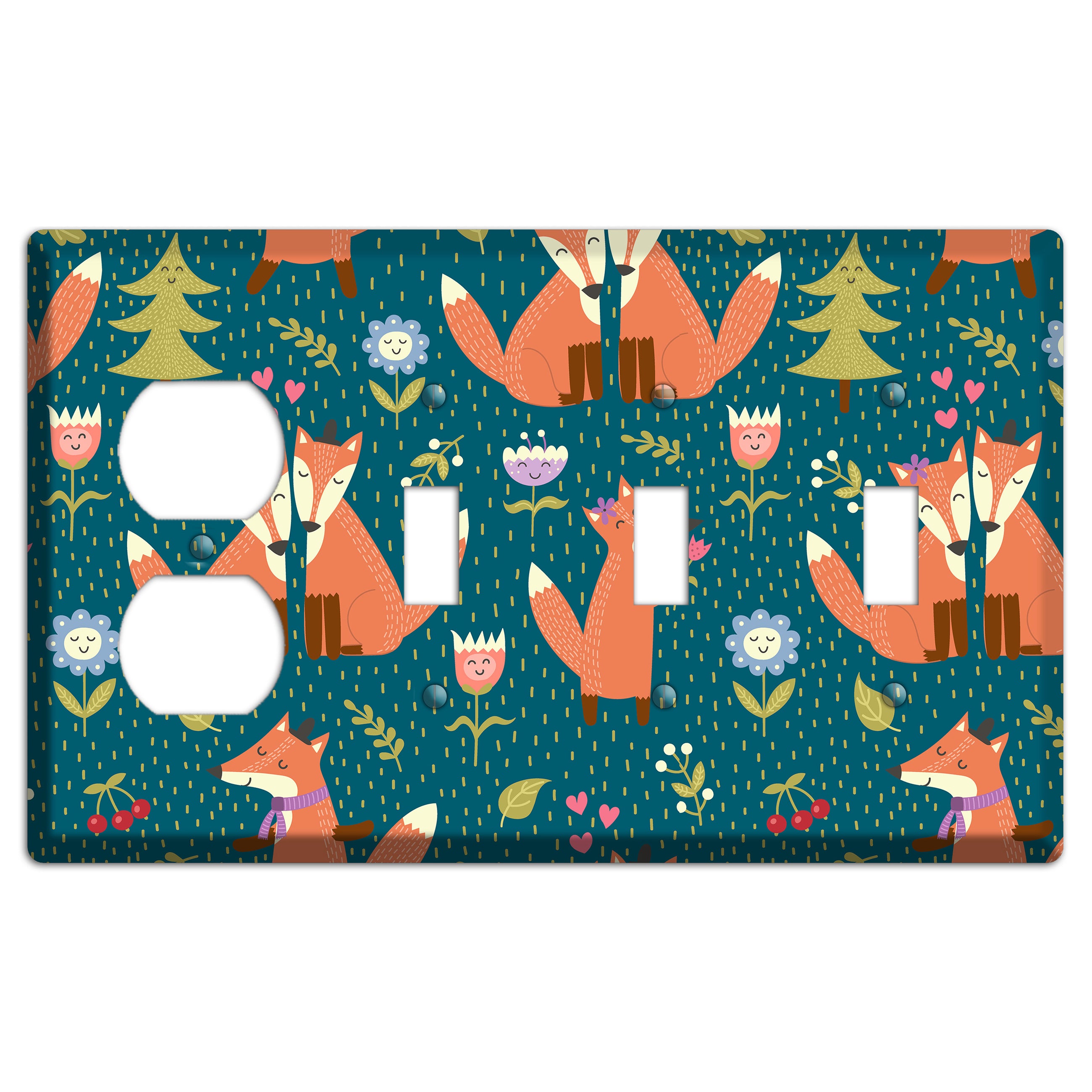 Fox Garden Love Duplex / 3 Toggle Wallplate