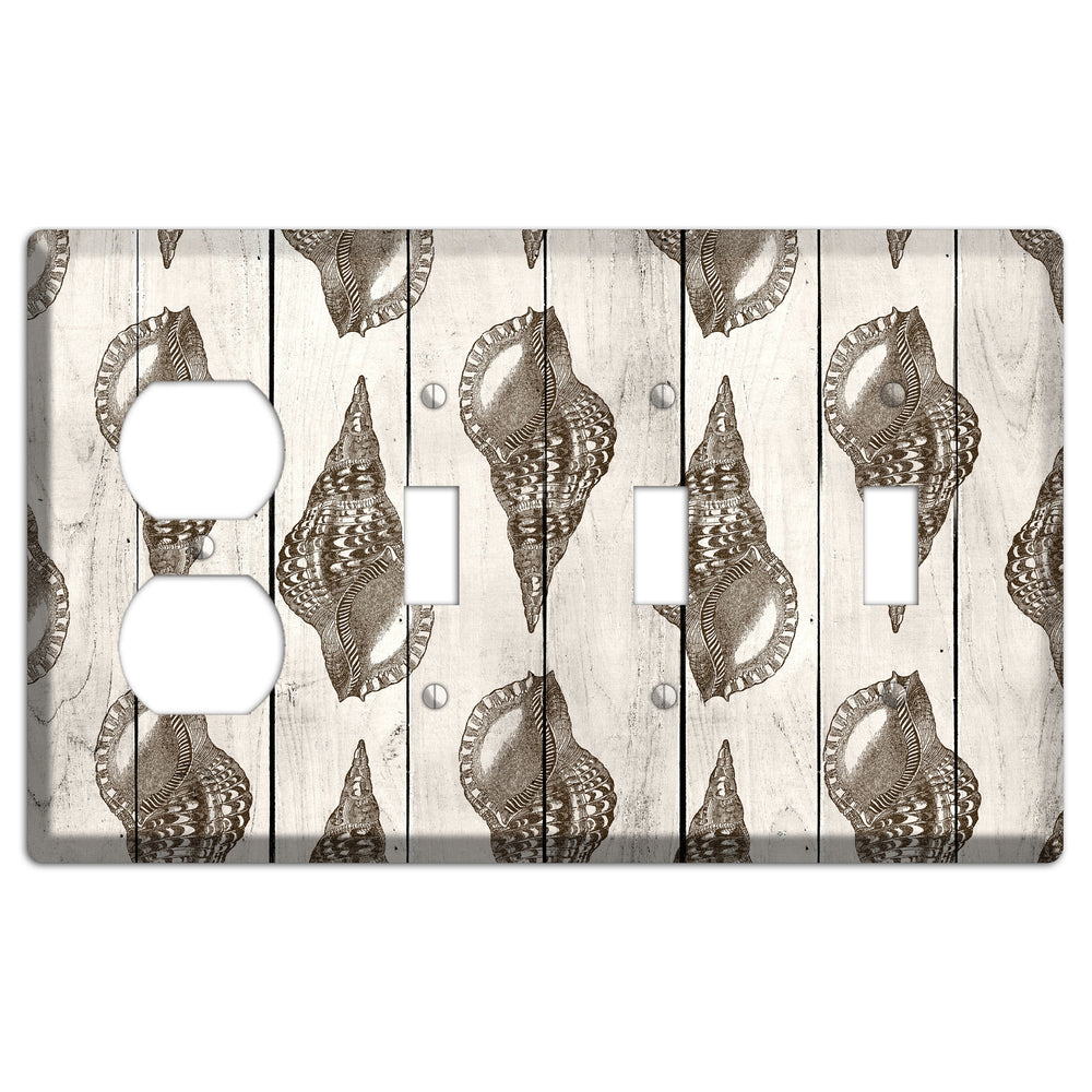 Shellbound Shore Duplex / 3 Toggle Wallplate